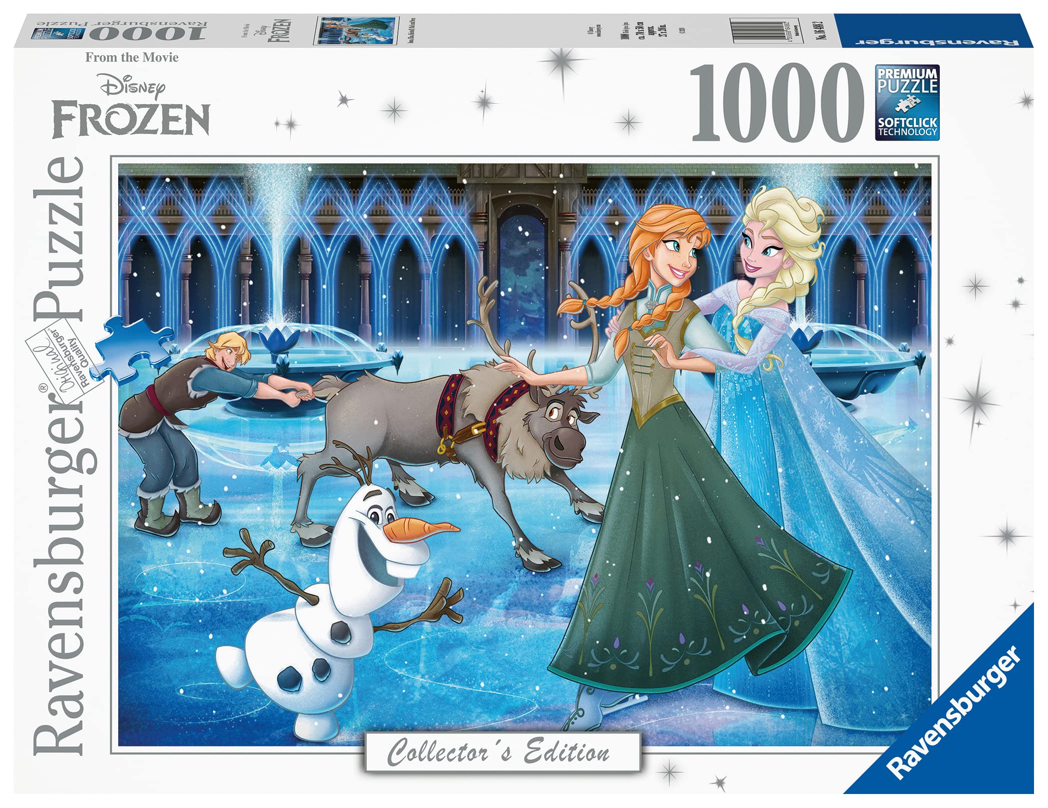 Ravensburger Disney Collector’s Edition Frozen Jigsaw Puzzle 1000 Piece for Adults and Kids Age 12 and Up - Elsa, Anna & Olaf, Turquoise Green