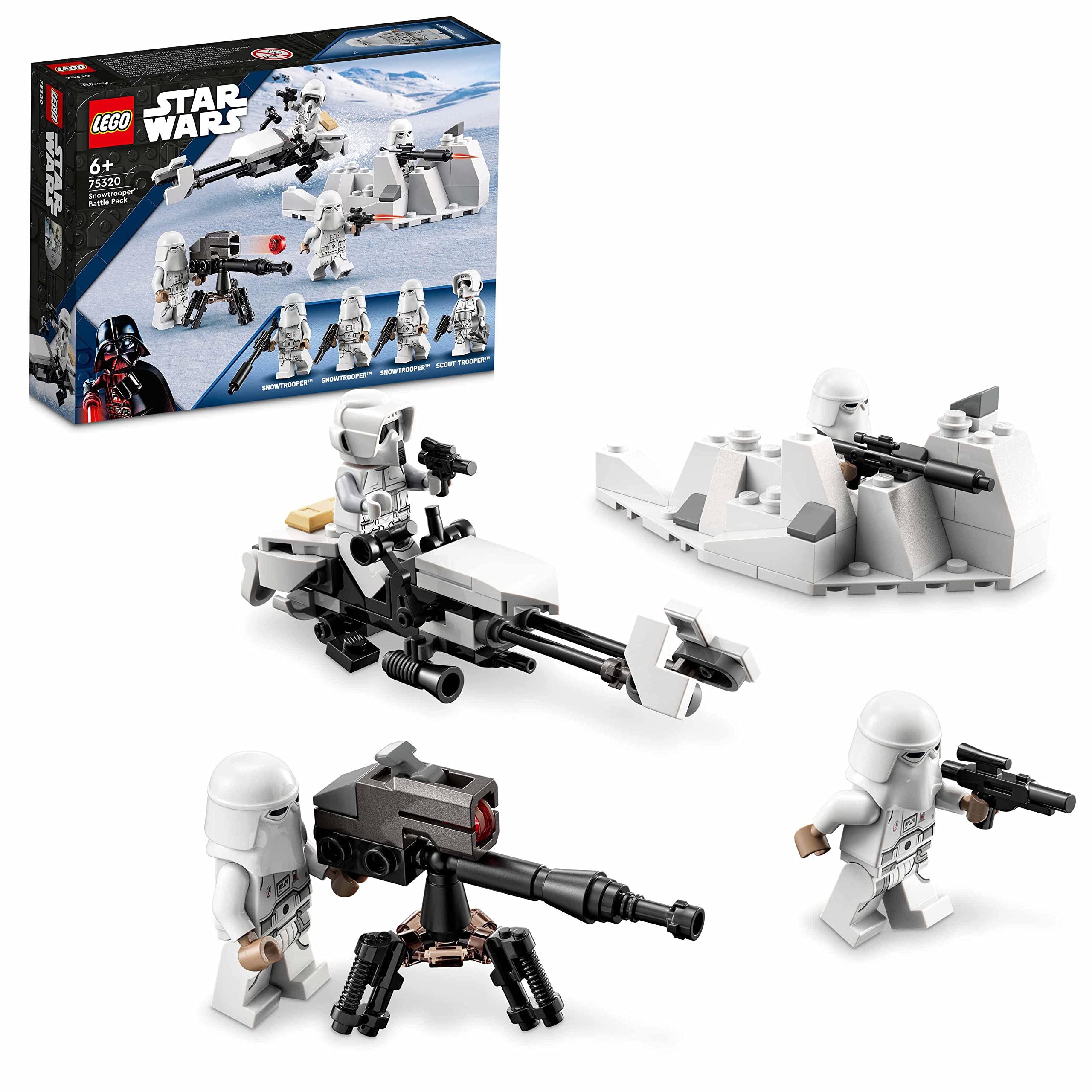 LEGO Star Wars Snowtrooper Battle Pack 75320 Toy Building Kit for Kids Aged 6 and Up; Features 4 Characters, a Buildable Imperial Hoth Speeder Bike, E-Web Heavy Repeating Blaster and More (105 Pieces)