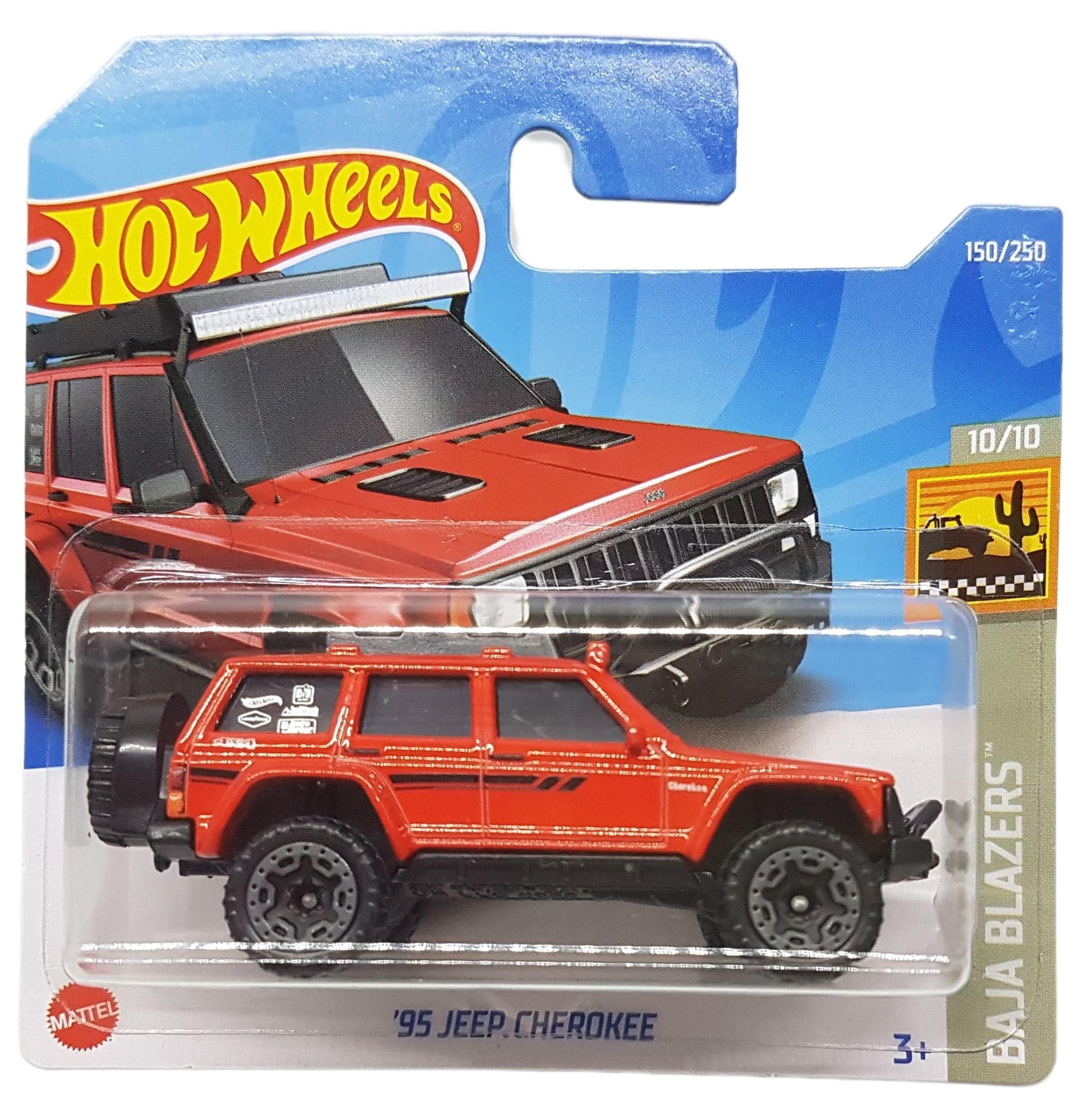 Hot Wheels - ´95 Jeep Cherokee - Baja Blazers 10/10 - HCX28 - Short Card - Belltech - Good Year - Car Meter - Mattel 2022