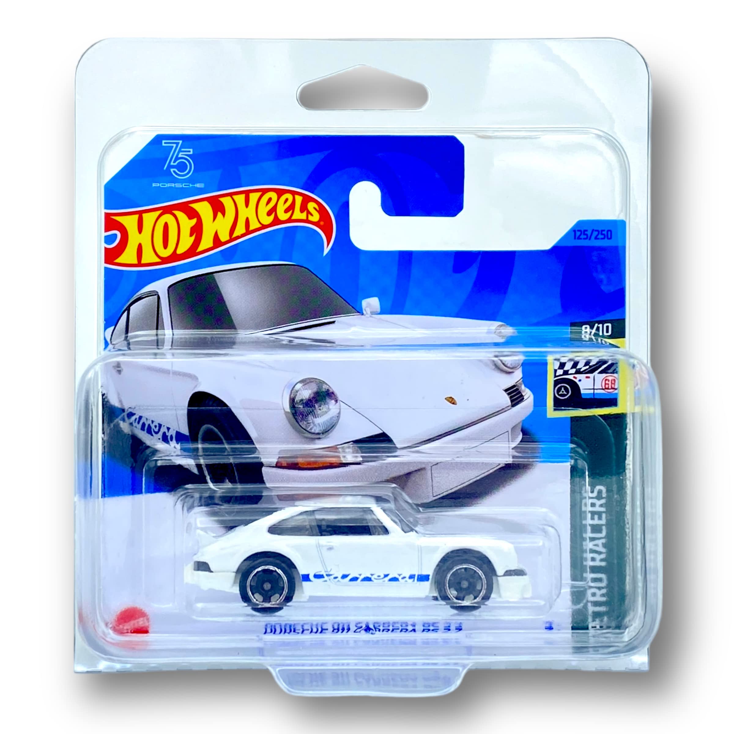 Hot Wheels Porsche 911 Carrera RS 2.7 (White) 8/10 Retro Racers 2023-125/250 (Short Card) *** COMES IN A KLAS CAR KEEPER PROTECTIVE COLLECTORS CASE *** HKG42