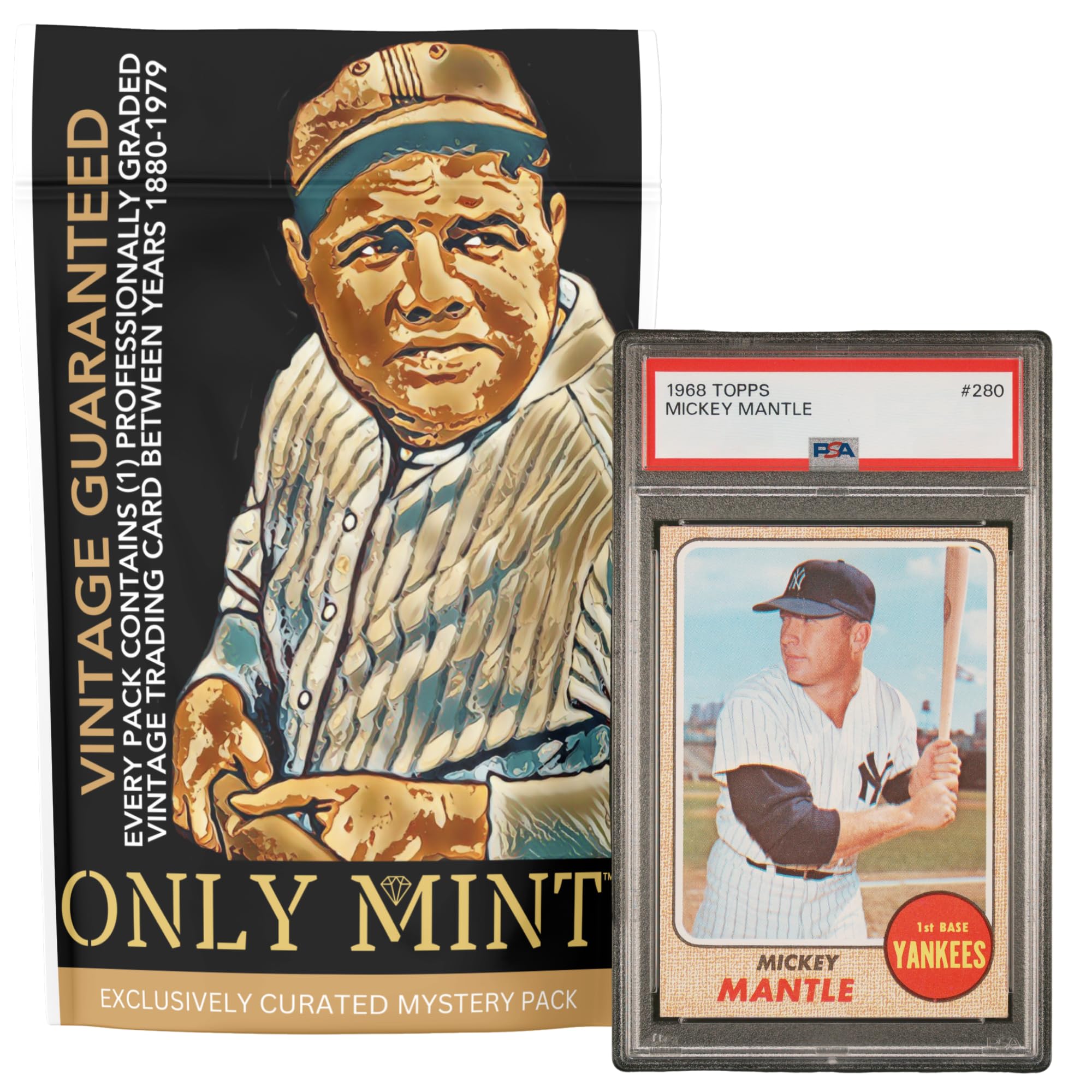 ONLY MINT Graded Vintage Sports Card Guaranteed (Years 1880-1979) | 1 Mystery Card Per Pack | Graded by PSA BGS SGC CSG | includes MLB Baseball Cards, NBA Basketball Cards, NFL Football Cards & More