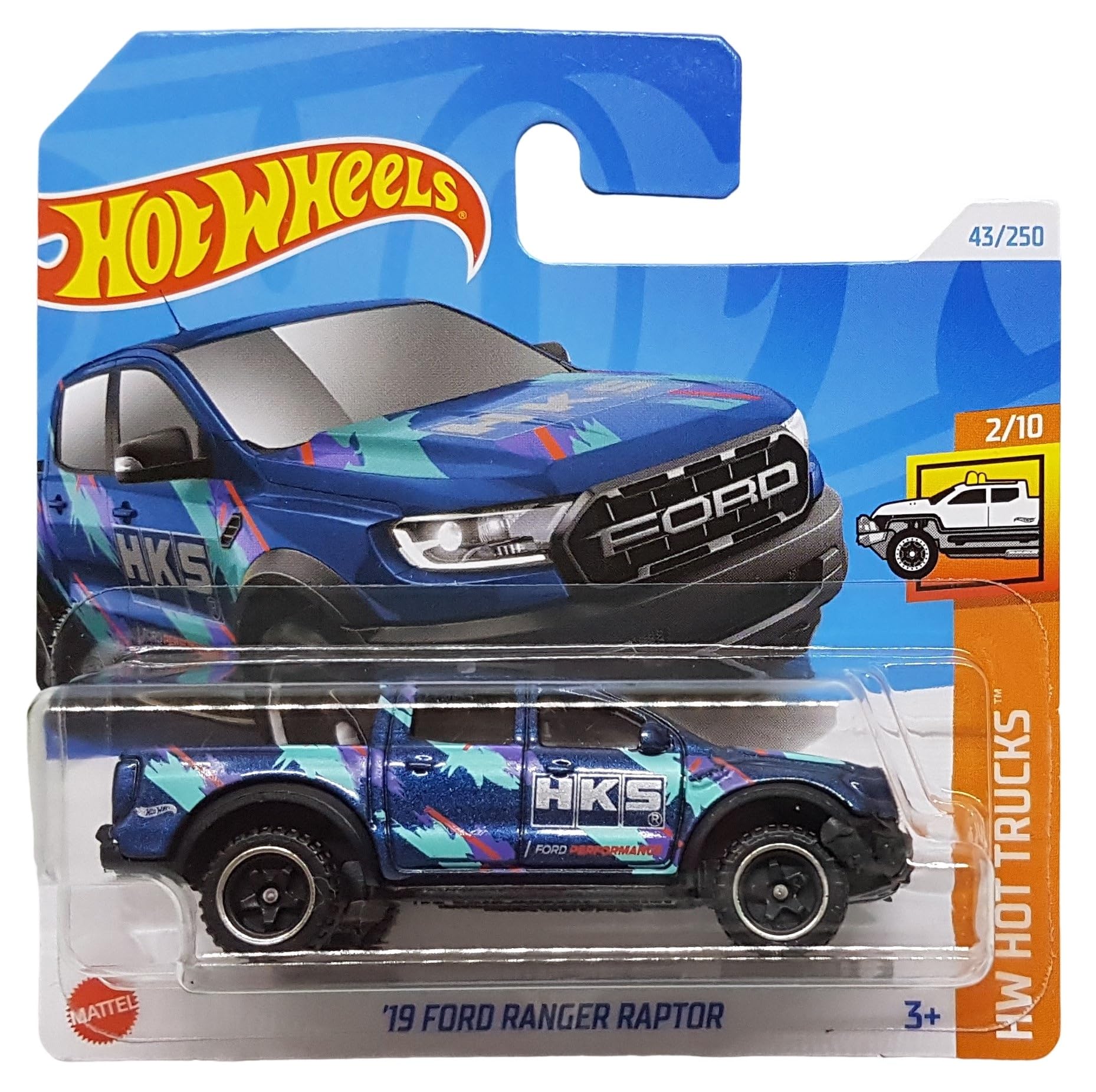 Hot Wheels HW Hot Trucks 2/10 - '19 Ford Ranger Raptor 1:64 Scale Diecast Model Vehicle - HTD05, Short Card, Red