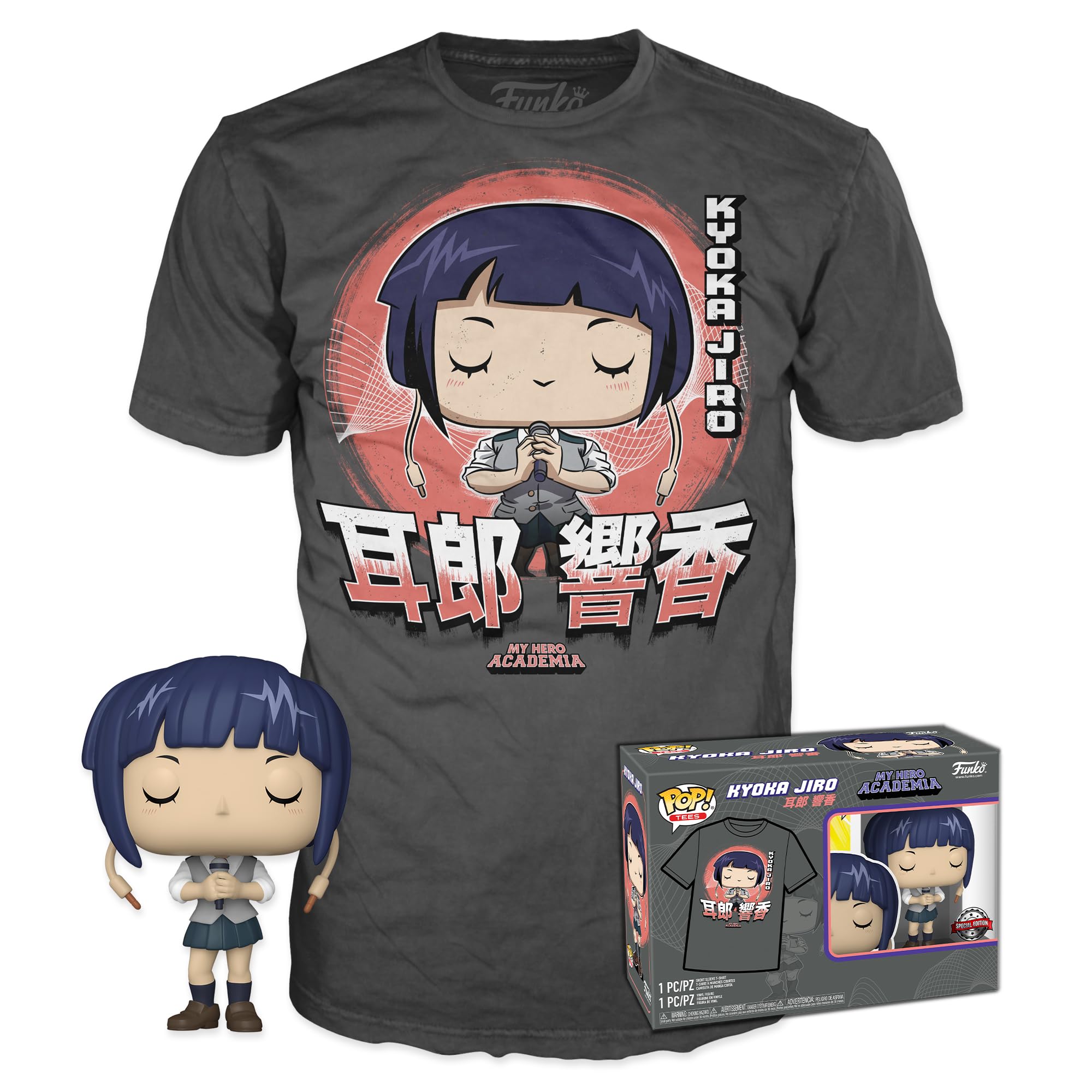 Funko Pop! & Tee: MHA - Jirou With Mic - Medium - My Hero Academia - T-Shirt - Clothes With Collectable Vinyl Figure - Gift Idea - Toys and Short Sleeve Top for Adults Unisex Men and Women