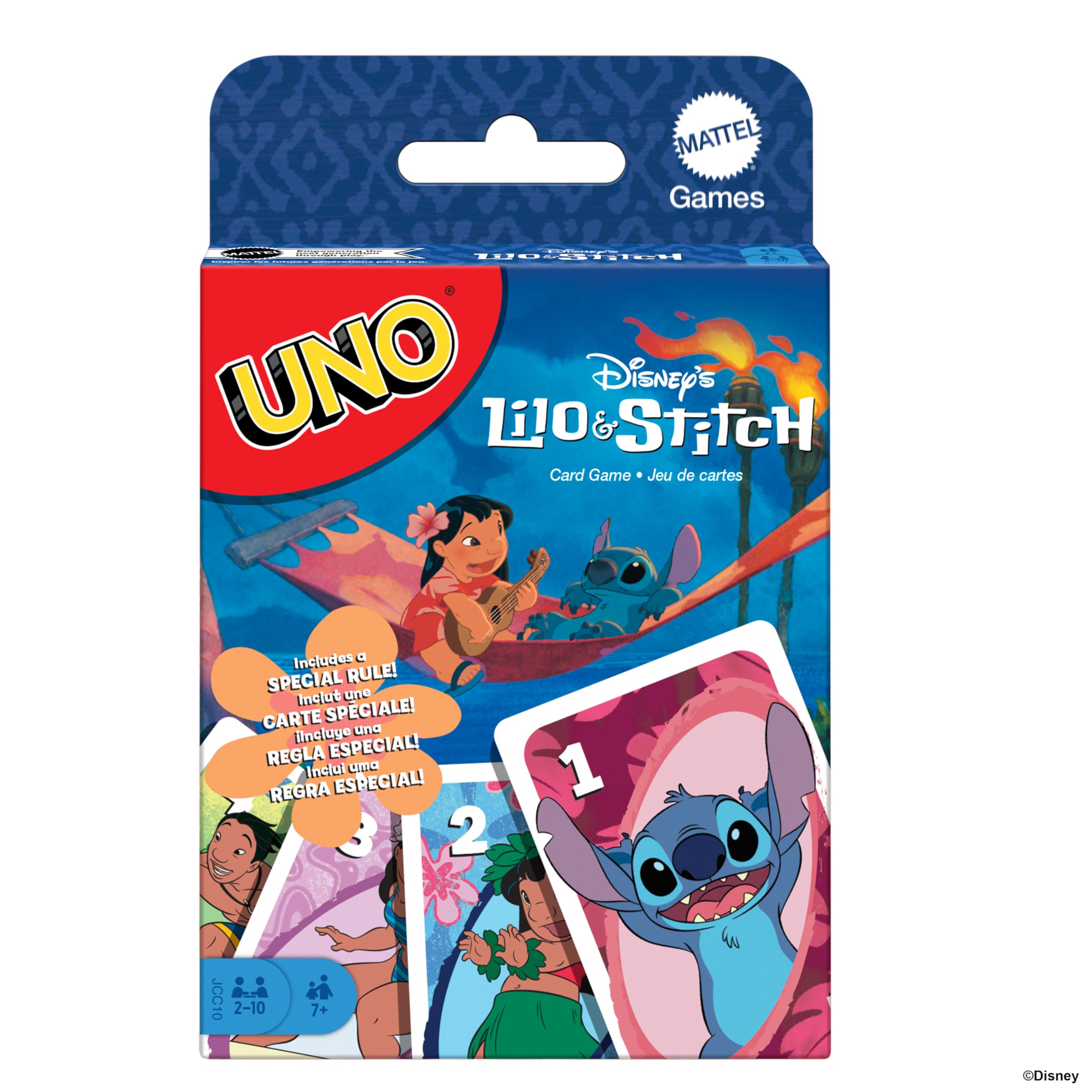 UNO Disney’s Lilo and Stitch Card Game for Kids, Adults & Family with Deck & Special Rule Inspired by the Movie, JCC10