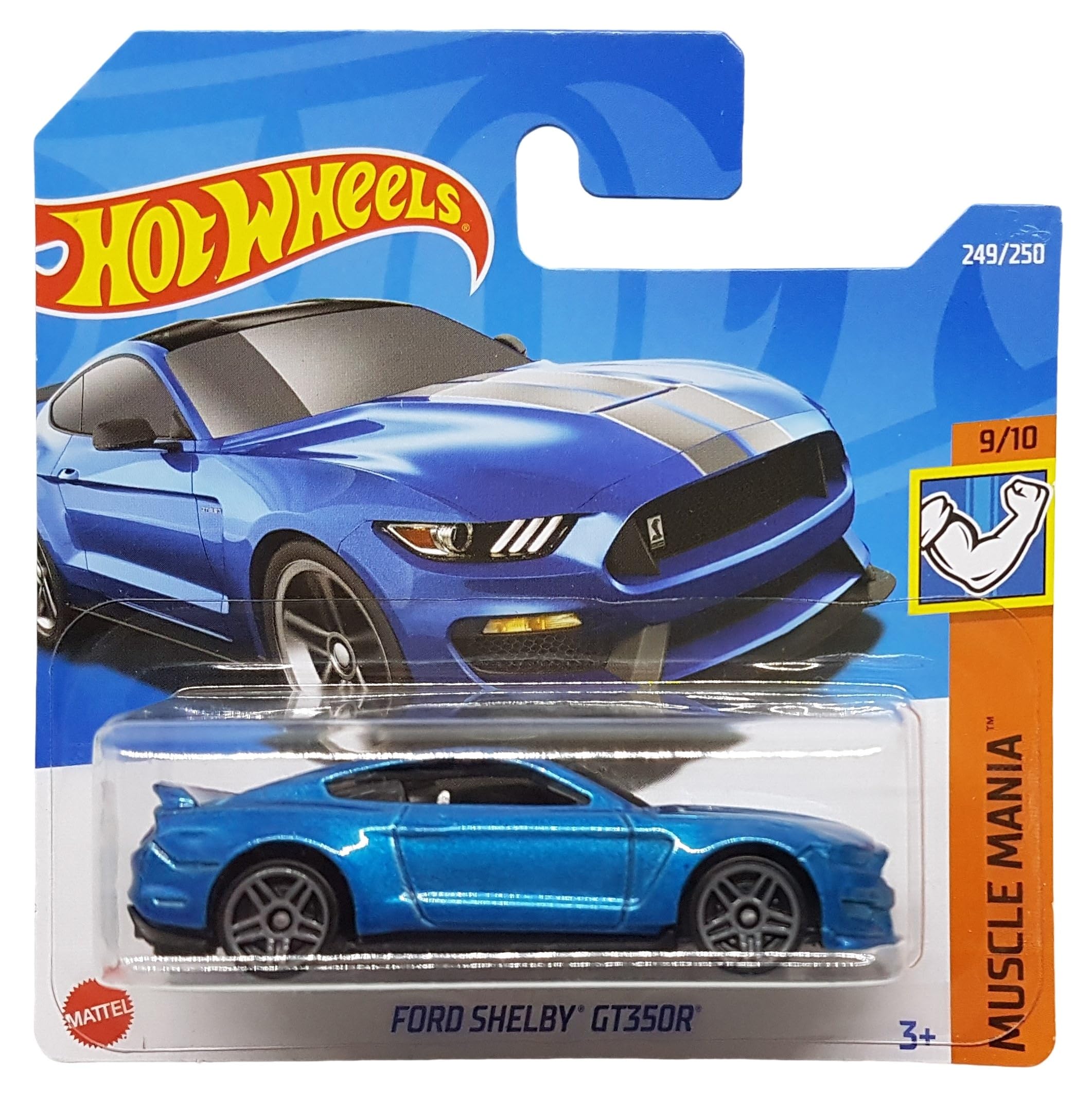 Hot Wheels Ford Shelby GT350R (Blue) 9/10 Muscle Mania 2022-249/250 (Short Card) - COMES IN A KLAS CAR KEEPER PROTECTIVE COLLECTORS CASE - HCW36