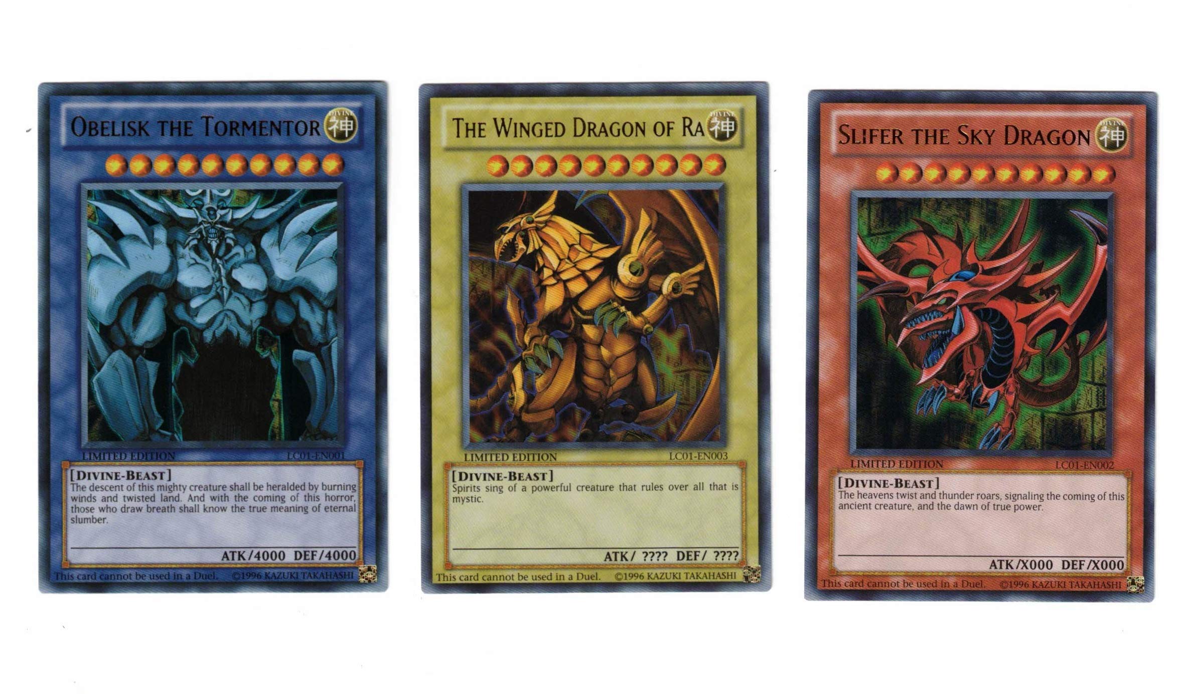 YuGiOh Legendary Collection Ultra Rare God Card Set of 3 Egyptian God Cards S...