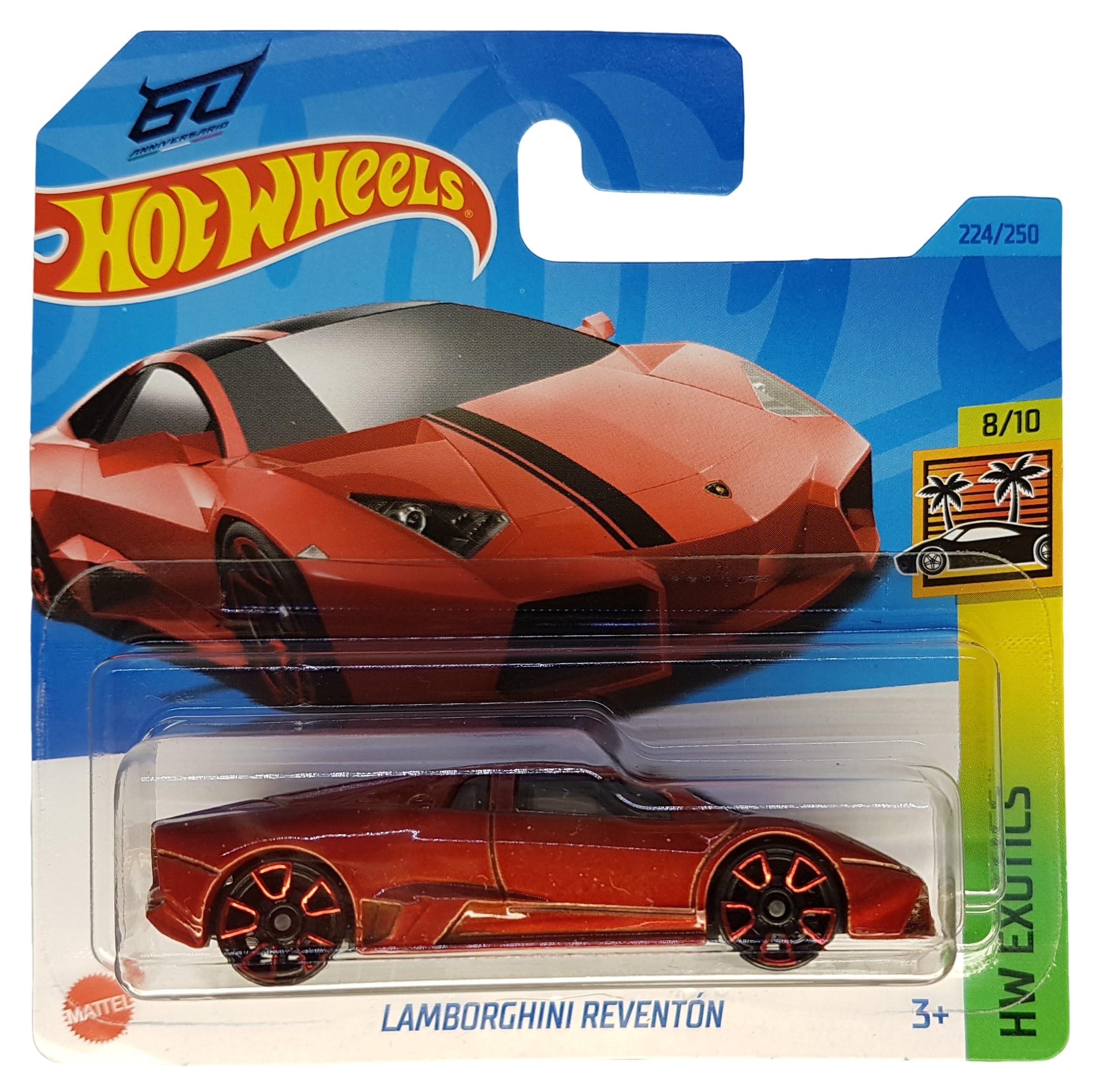 Hot Wheels - Lamborghini Reventon - HW Exotics 8/10 - HKH94 - Short Card - Sports Car - Dark Red - Mattel 2023