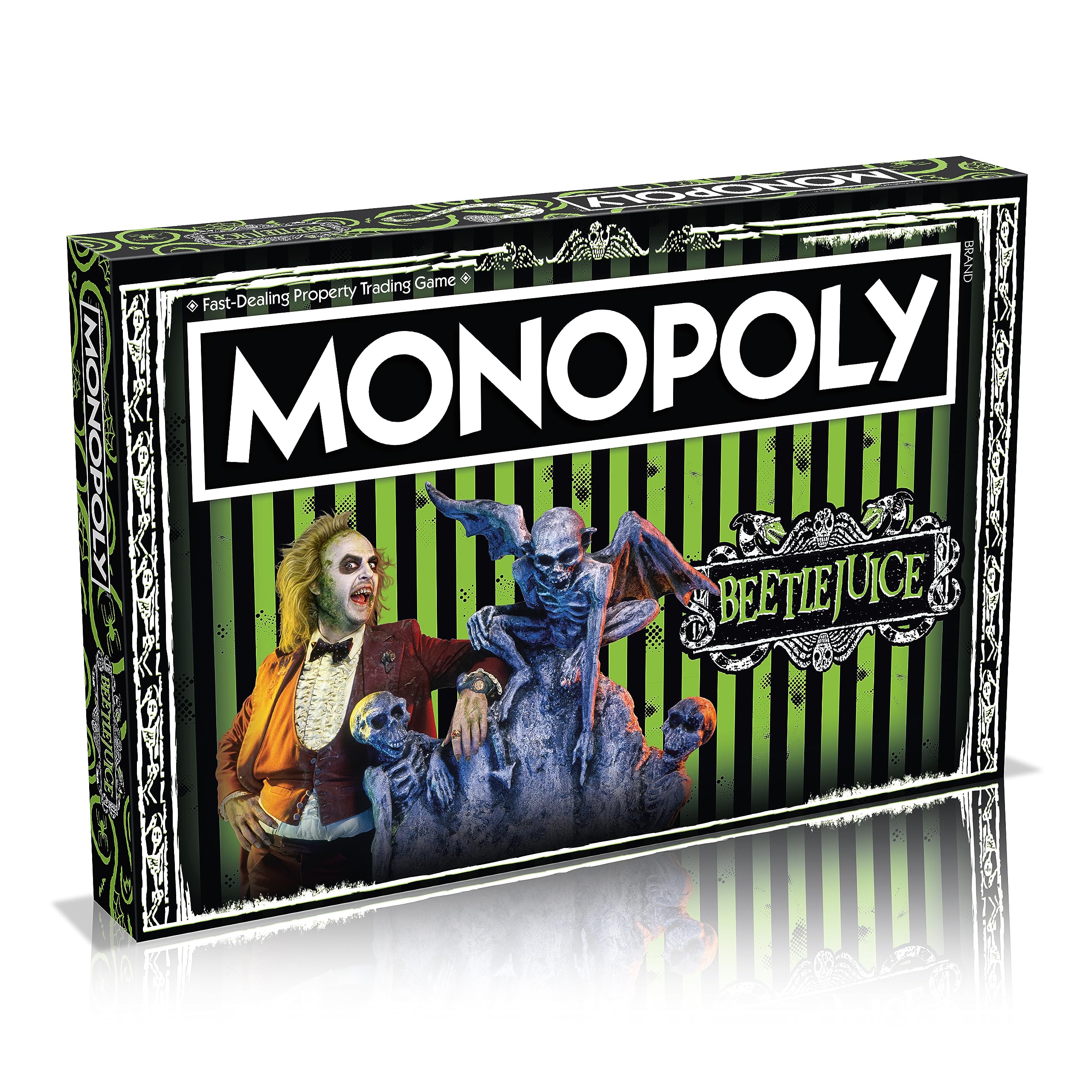 Winning Moves Beetlejuice Monopoly Board Game, Buy Adam Maitland, Lydia Deetz, Preacher, Otho, Sandworm and trade your way to success, makes a great gift for ages 12 plus