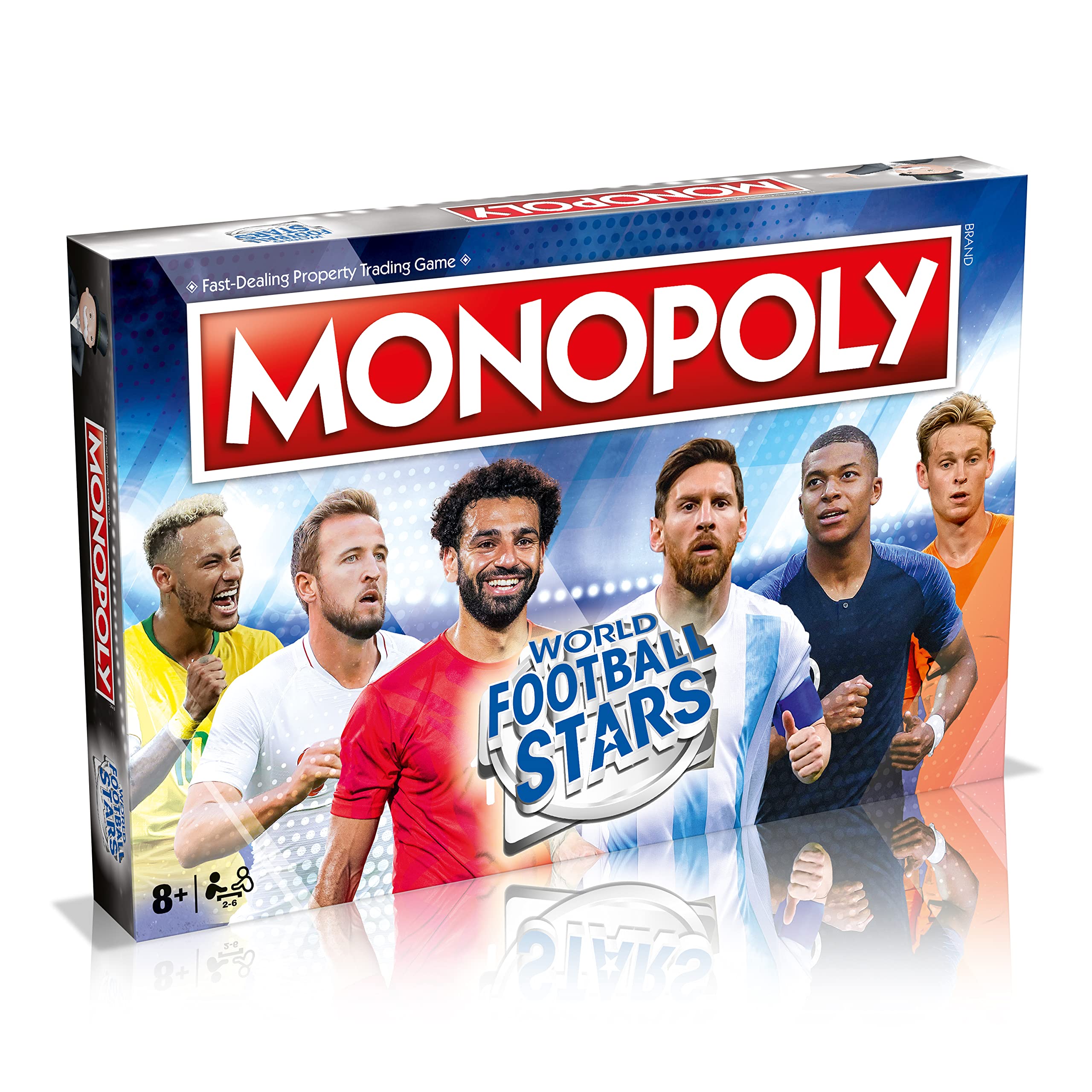 Winning Moves Football Stars Monopoly Board Game, Play with Cristiano Ronaldo, Lionel Messi, Neymar, Harry Kane and Salah, Perfect for the World Cup, gift and toy for boys and girls aged 8 plus