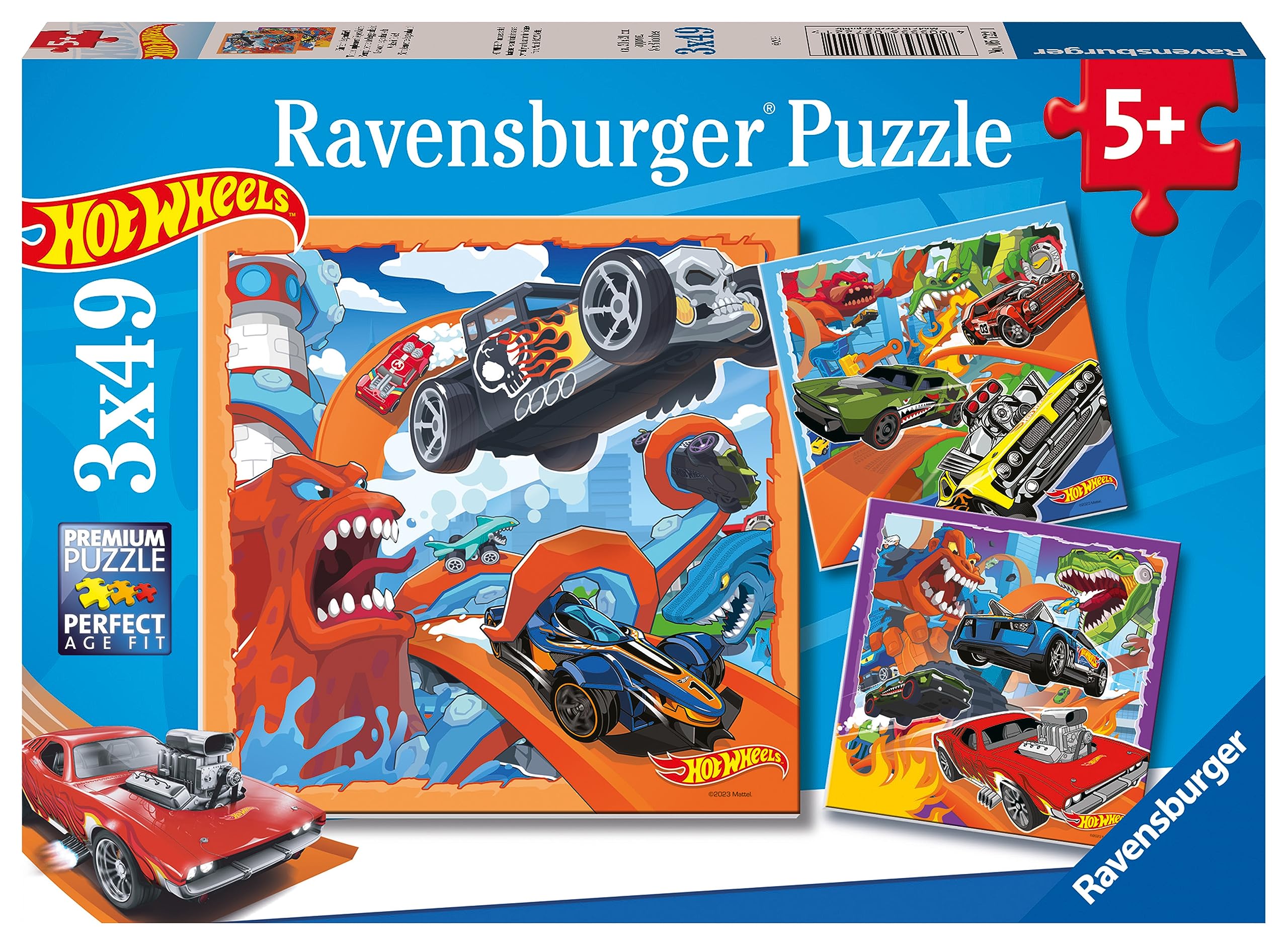 Ravensburger Hot Wheels Toys - 3x 49 Piece Jigsaw Puzzles for Kids Age 5 Years Up