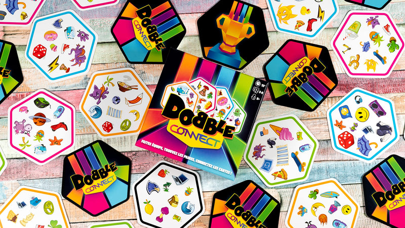 Asmodee | Dobble Connect | Quick Reaction Card Game | Ages 8+ | 2-8 Players | 20 Minutes Playing Time