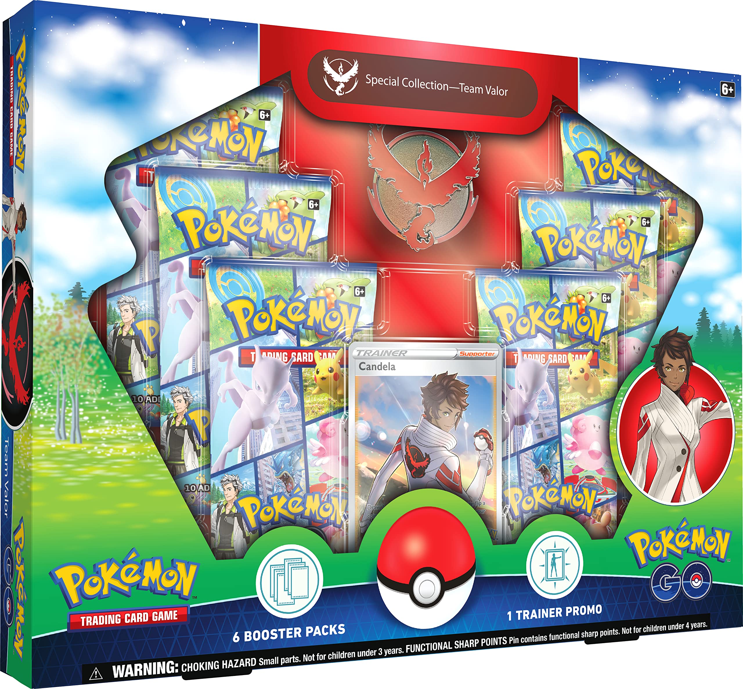 Pokémon TCG: GO Special Collection - Team Valor (1 Foil Promo Card, 1 Deluxe pin & 6 Booster Packs)