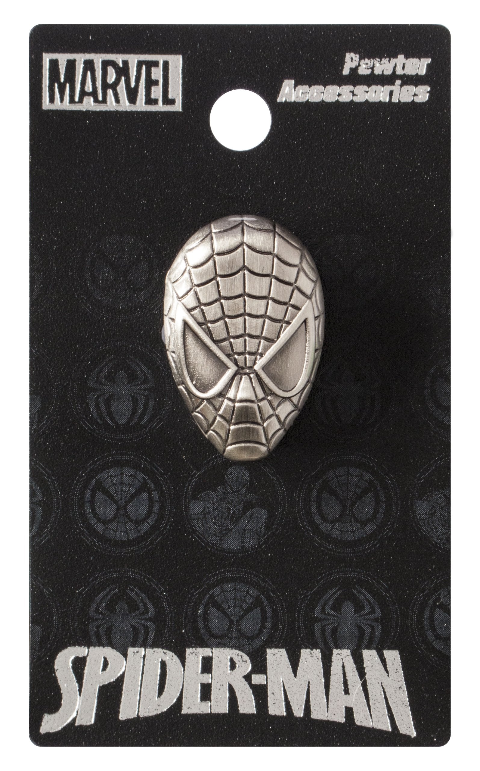 Marvel Spider-Man Head Pewter Lapel Pin,Silver,1"