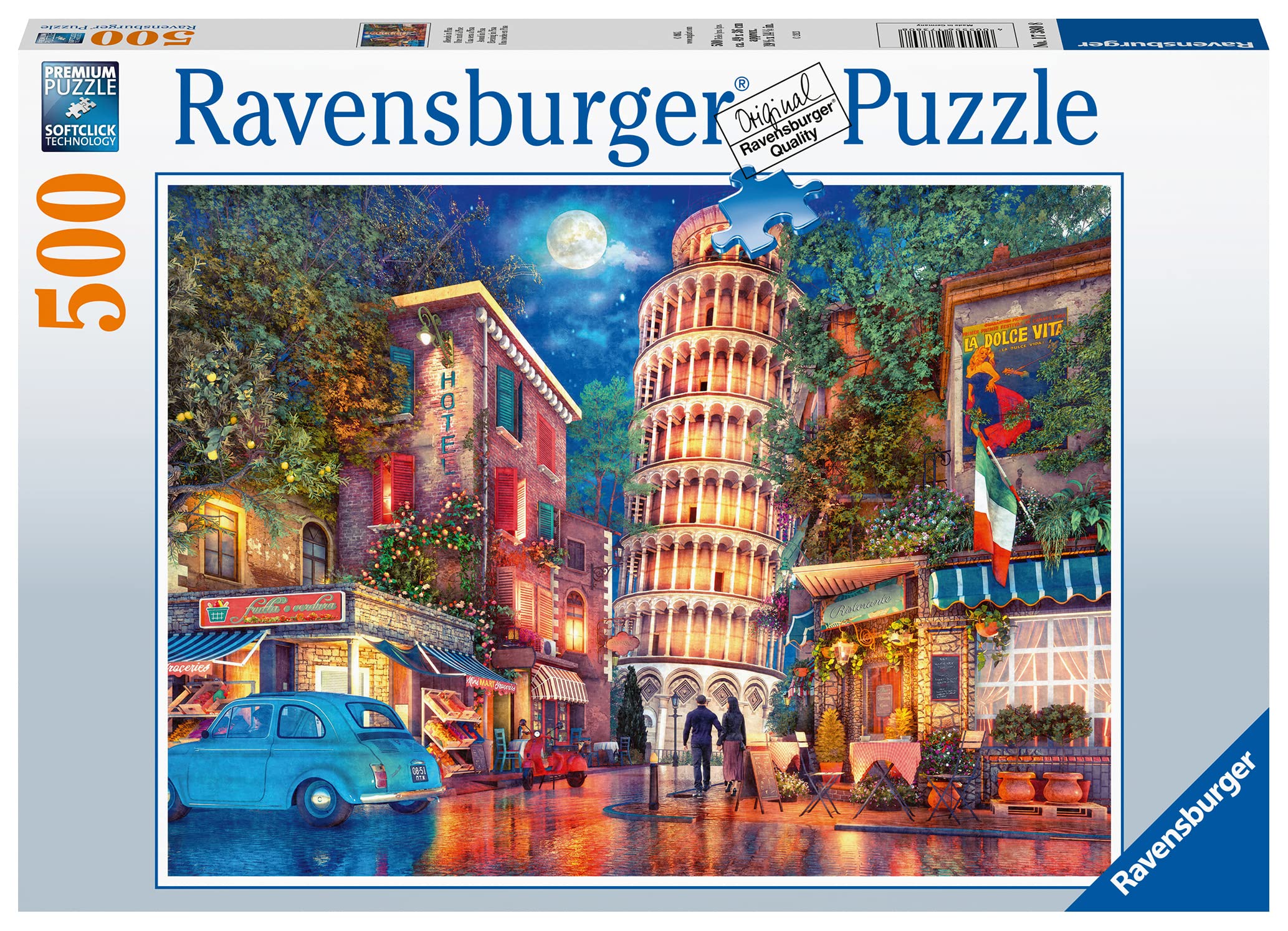 Ravensburger Evening in Pisa 500 Piece Jigsaw Puzzle for Adults and Kids Age 10 Years Up, Black