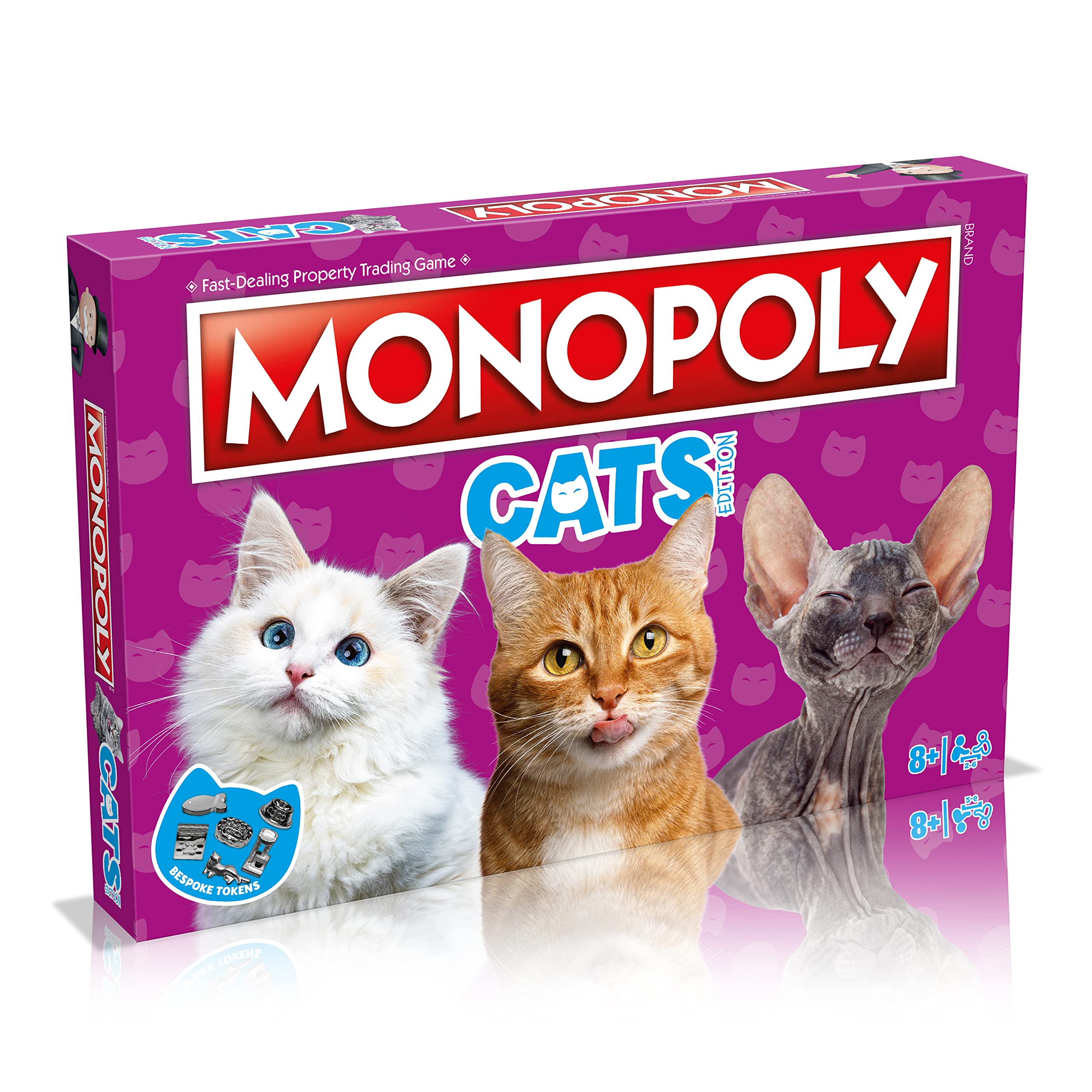 Winning Moves Cats Monopoly Board Game , Featuring 22 of our cats favourite places to nap, includes bespoke tokens and trade your way to success, 2–6 players makes a great gift for ages 8 plus