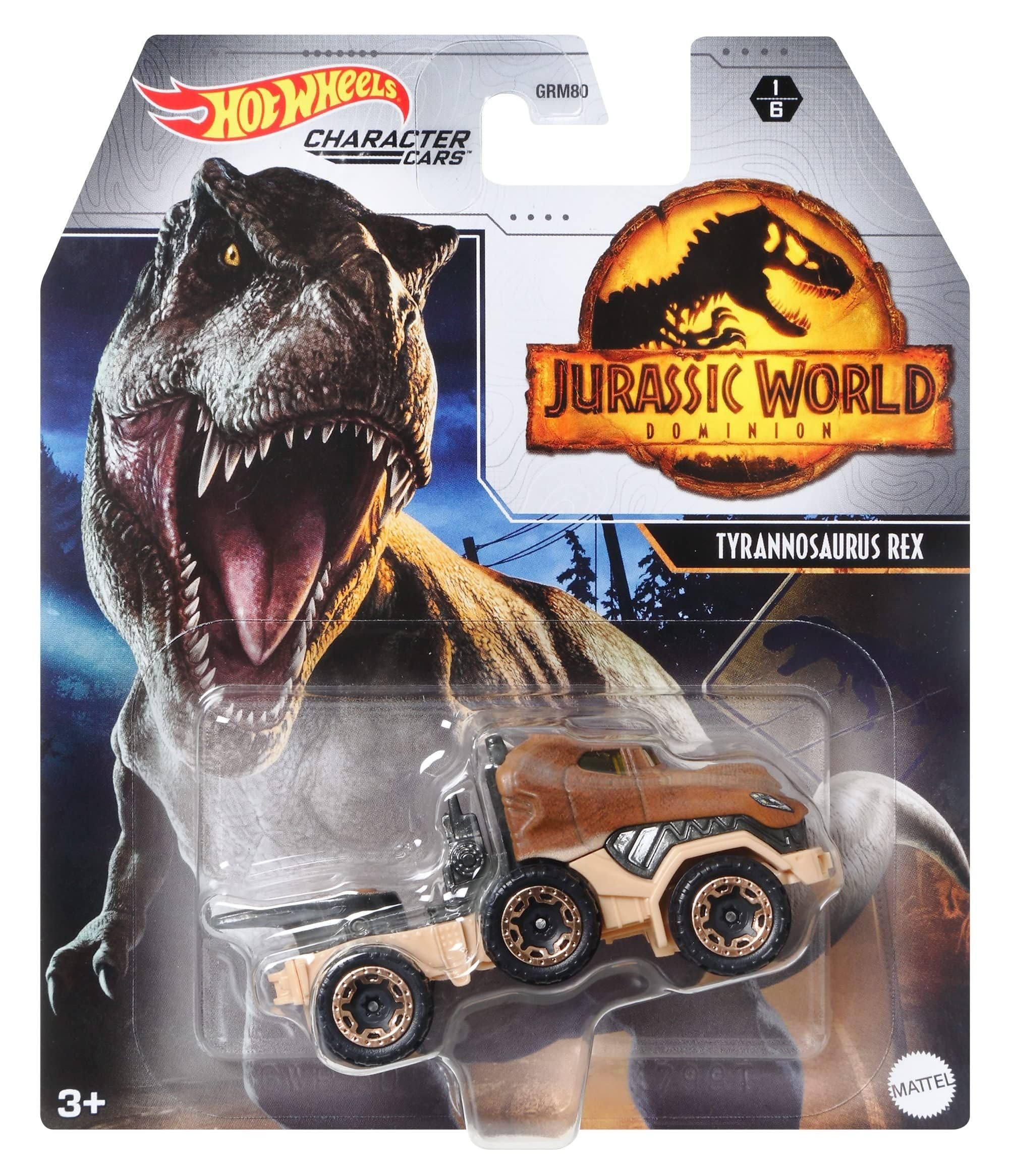 Hot Wheels Character Cars Jurassic World Dominion Diecast Model Vehicles - Tyrannosaurus Rex 1/6