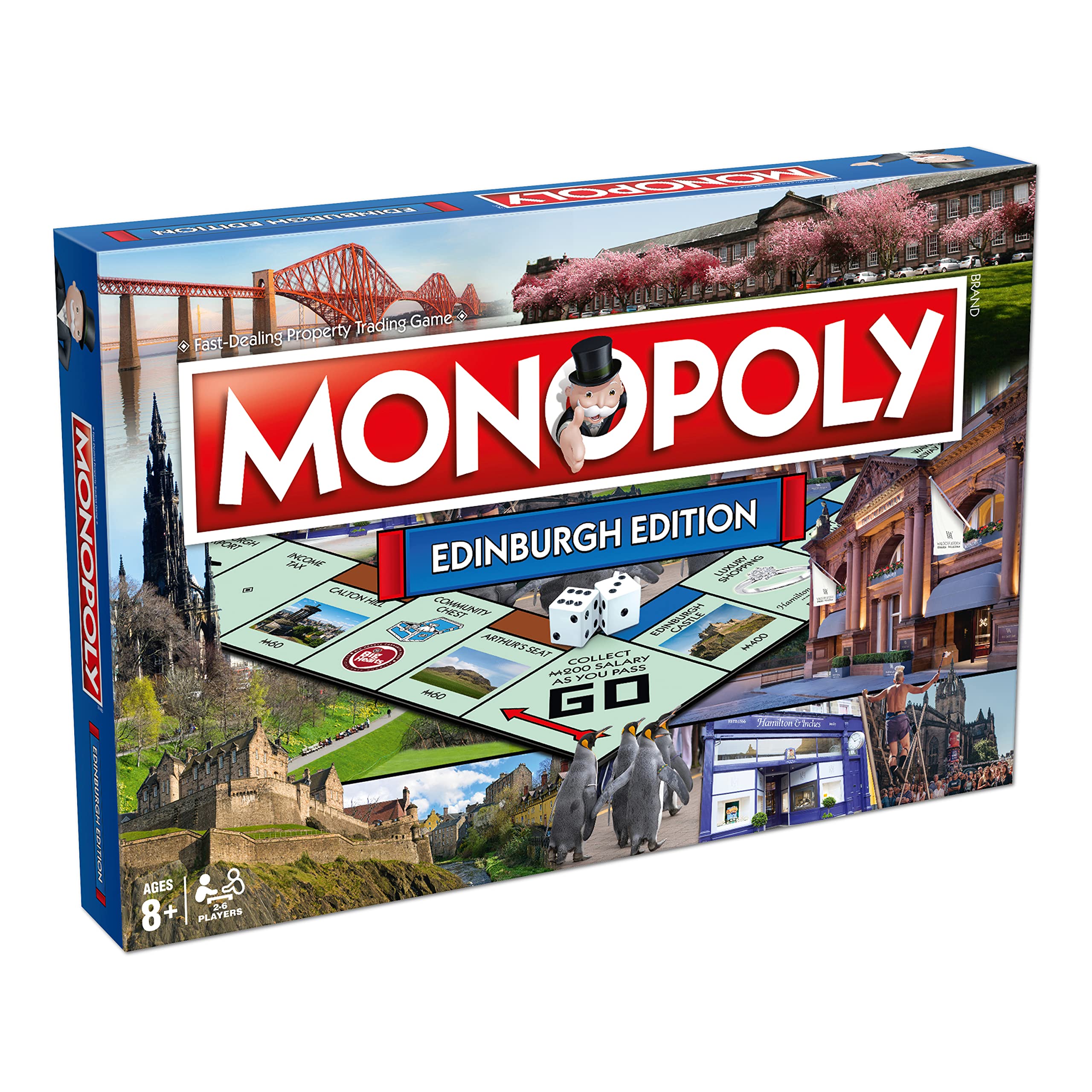 MONOPOLY Board Game - Edinburgh Edition: 2-6 Players Family Board Games for Kids and Adults, Board Games for Kids 8 and up, for Kids and Adults, Ideal for Game Night