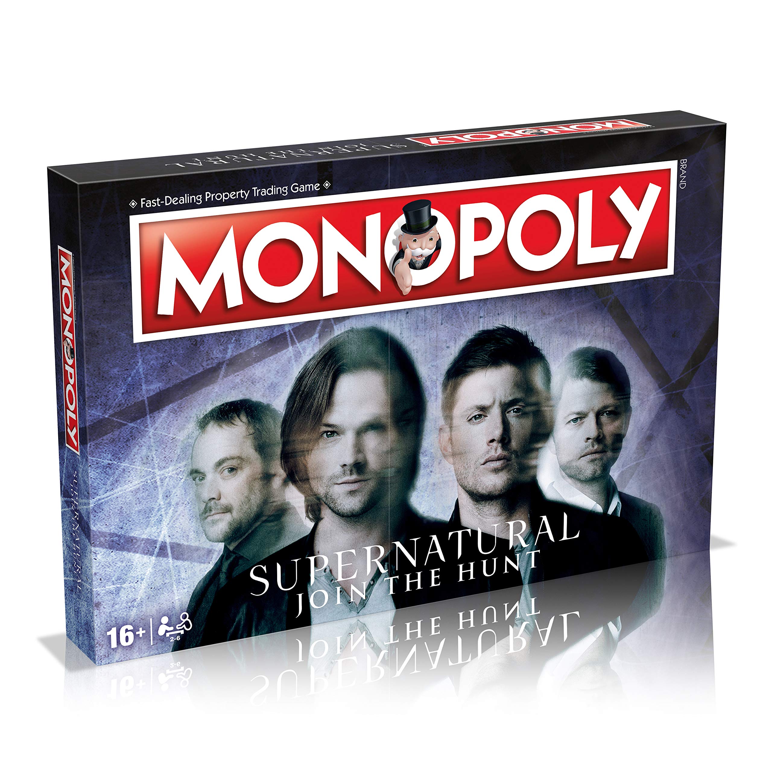 Winning Moves Supernatural Monopoly Board Game, Join the Winchester brothers Sam and Dean, Advance to Vampire and Werewolf and trade your way to success, For ages 16 and up, Grey