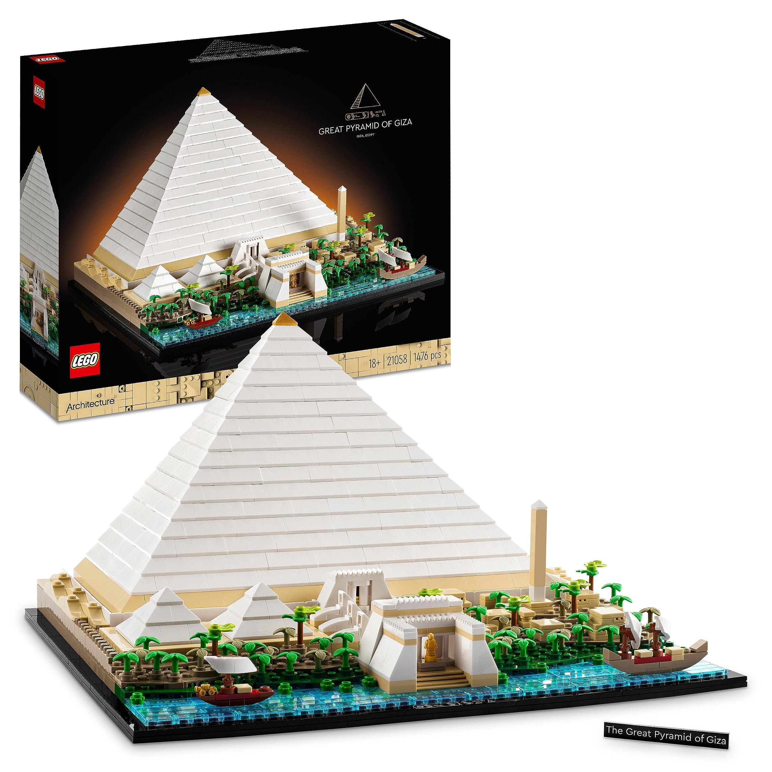 LEGO Architecture Great Pyramid of Giza Set, Home Decor Model Building Kit, Gift Idea for Adults, Men, Women, Mum, Dad, Creative Activity, Famous Landmarks Collection 21058