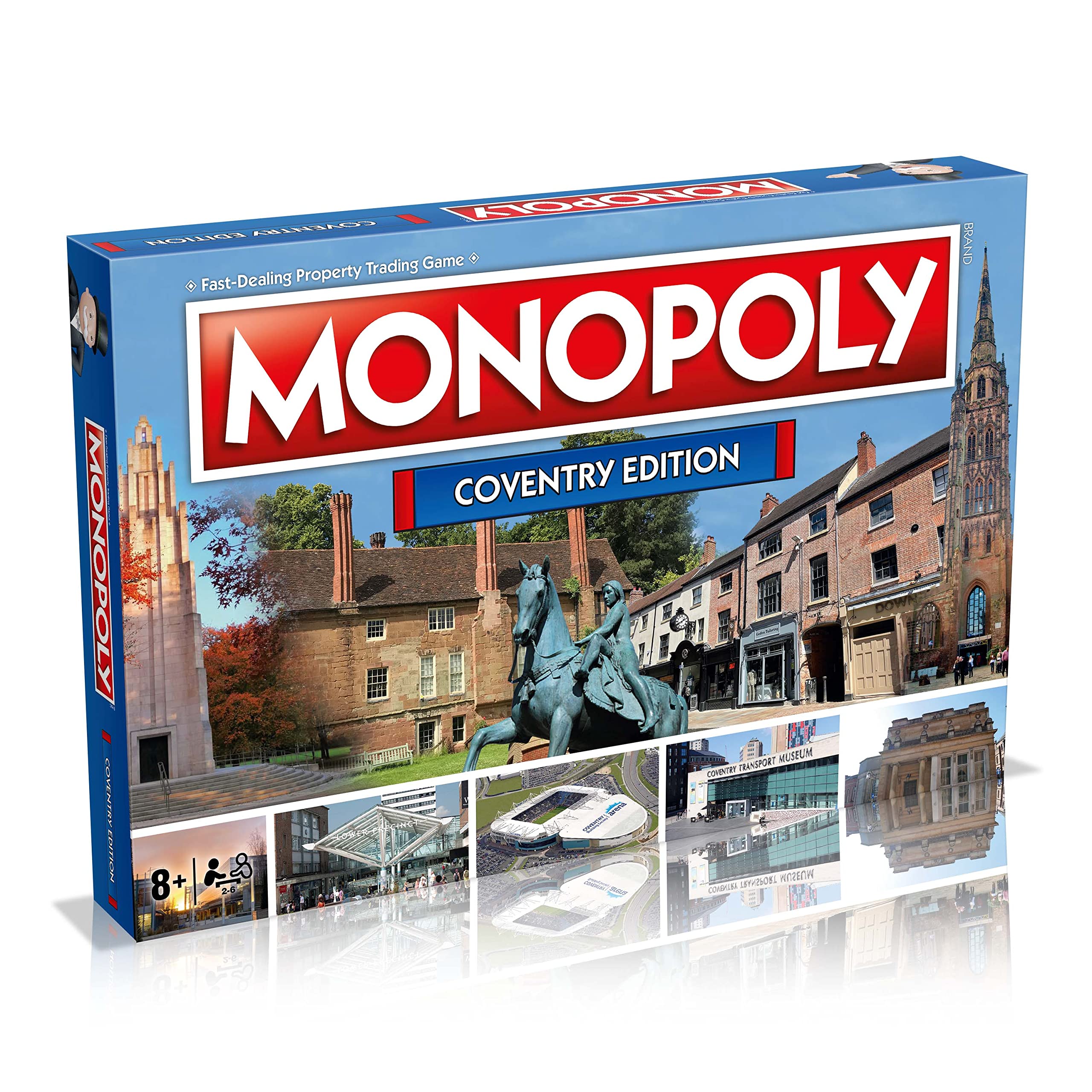 Winning Moves Coventry Monopoly Board Game, Advance to the Transport Museum, Skydome and Charter House, 2–6 players makes a great gift for players aged 8 plus