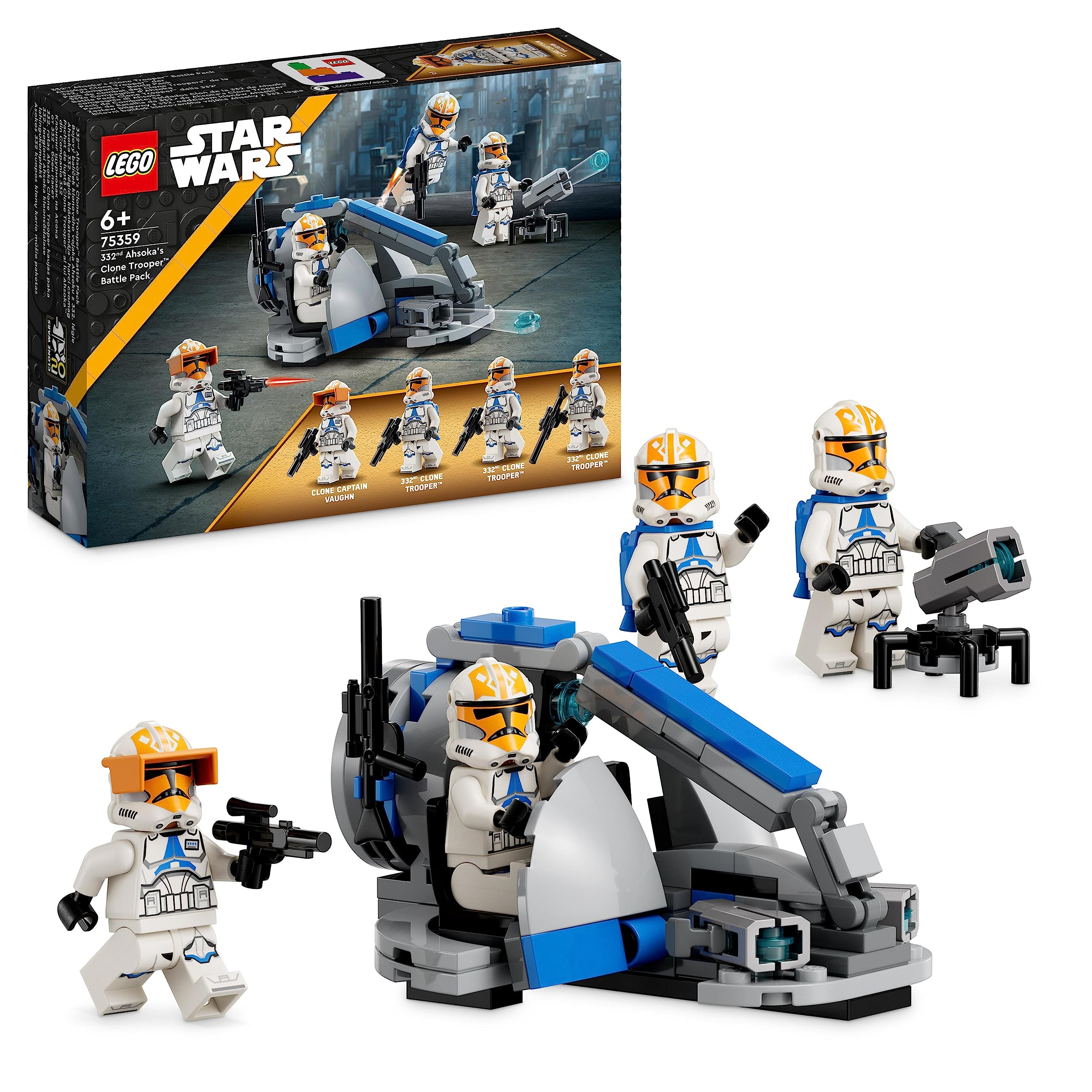 LEGO Star Wars 332nd Ahsoka's Clone Trooper Battle Pack, The Clone Wars Building Toy Set for 6 Plus Year Old Boys & Girls, with Stud-Shooting Speeder Vehicle and Minifigures, Small Gift for Kids 75359