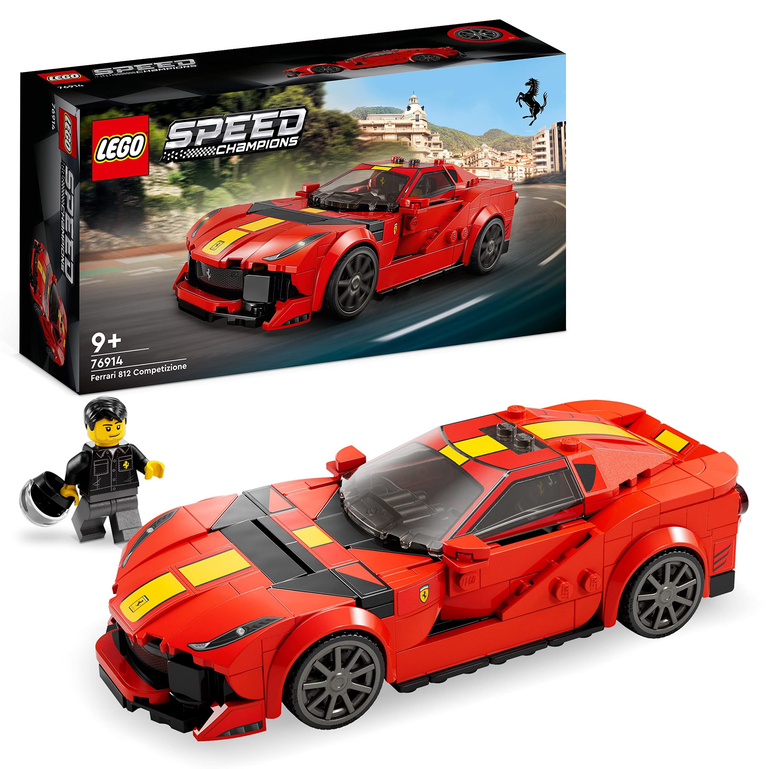 LEGO Speed Champions Ferrari 812 Competizione, Sports Car Toy Model Building Kit for Kids, Boys & Girls, 2023 Series, Collectible Race Vehicle Set 76914