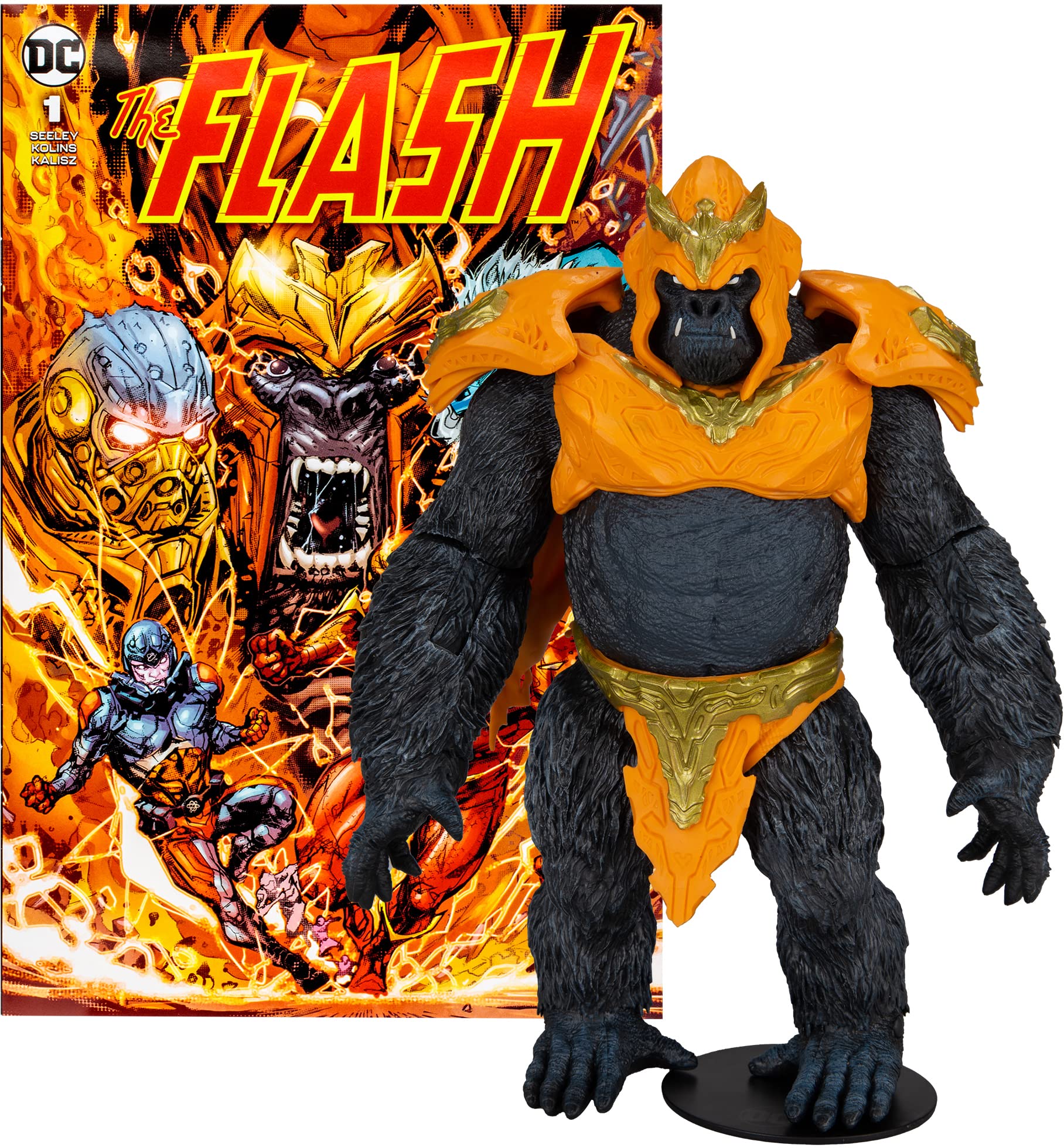 McFarlane Toys, DC Comic The Gorilla Grodd Mega Action Figure with 22 Moving Parts, Collectible DC Page Puncher Figure with Stand Base, Comic and Unique Collectible Character Card – Ages 12+