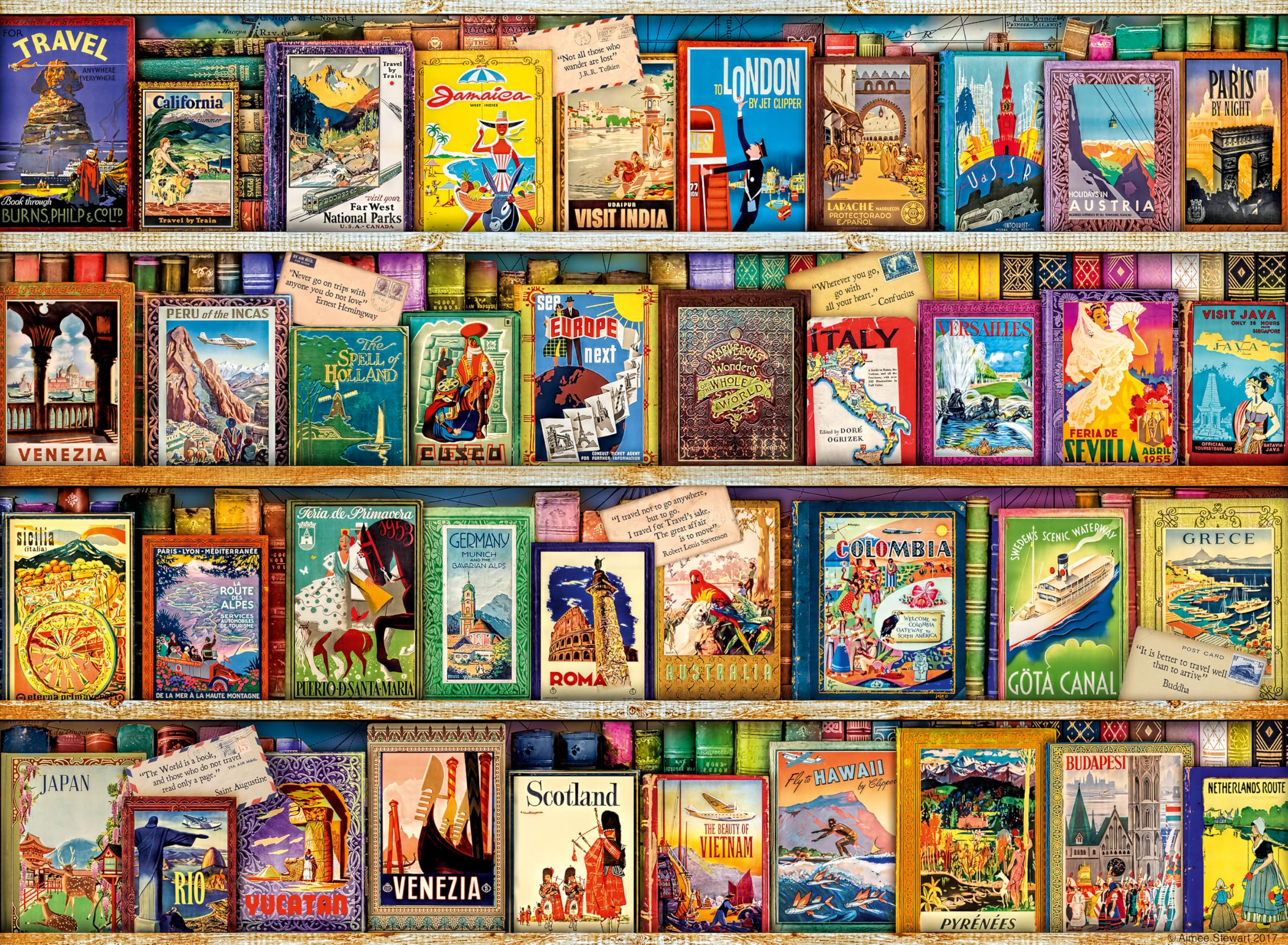 Ravensburger Vintage Travel Guides 500 Piece Jigsaw Puzzle for Adults and Kids Age 10 Years Up