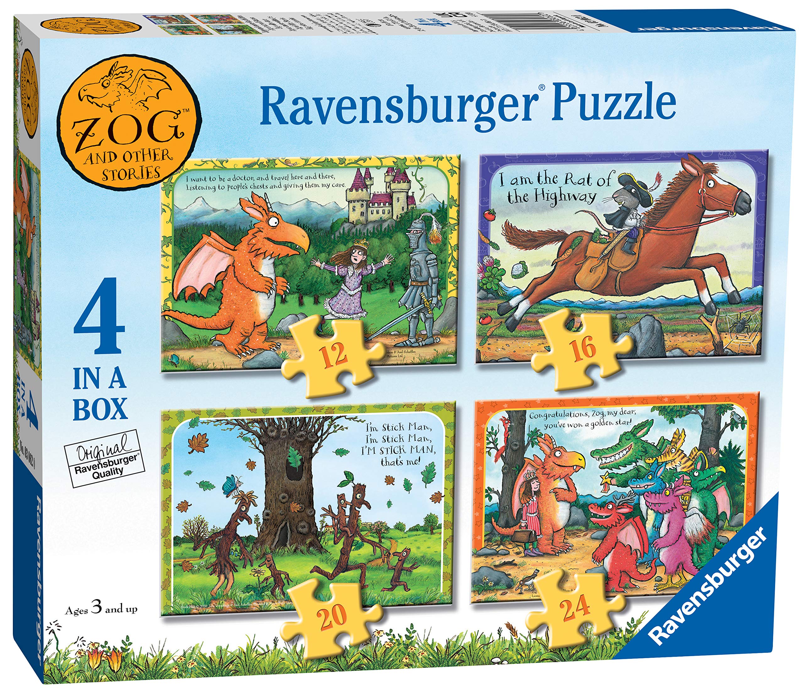 Ravensburger Zog 4 in Box (12, 16, 20, 24 Pieces) Jigsaw Puzzles for Kids Age 3 Years Up