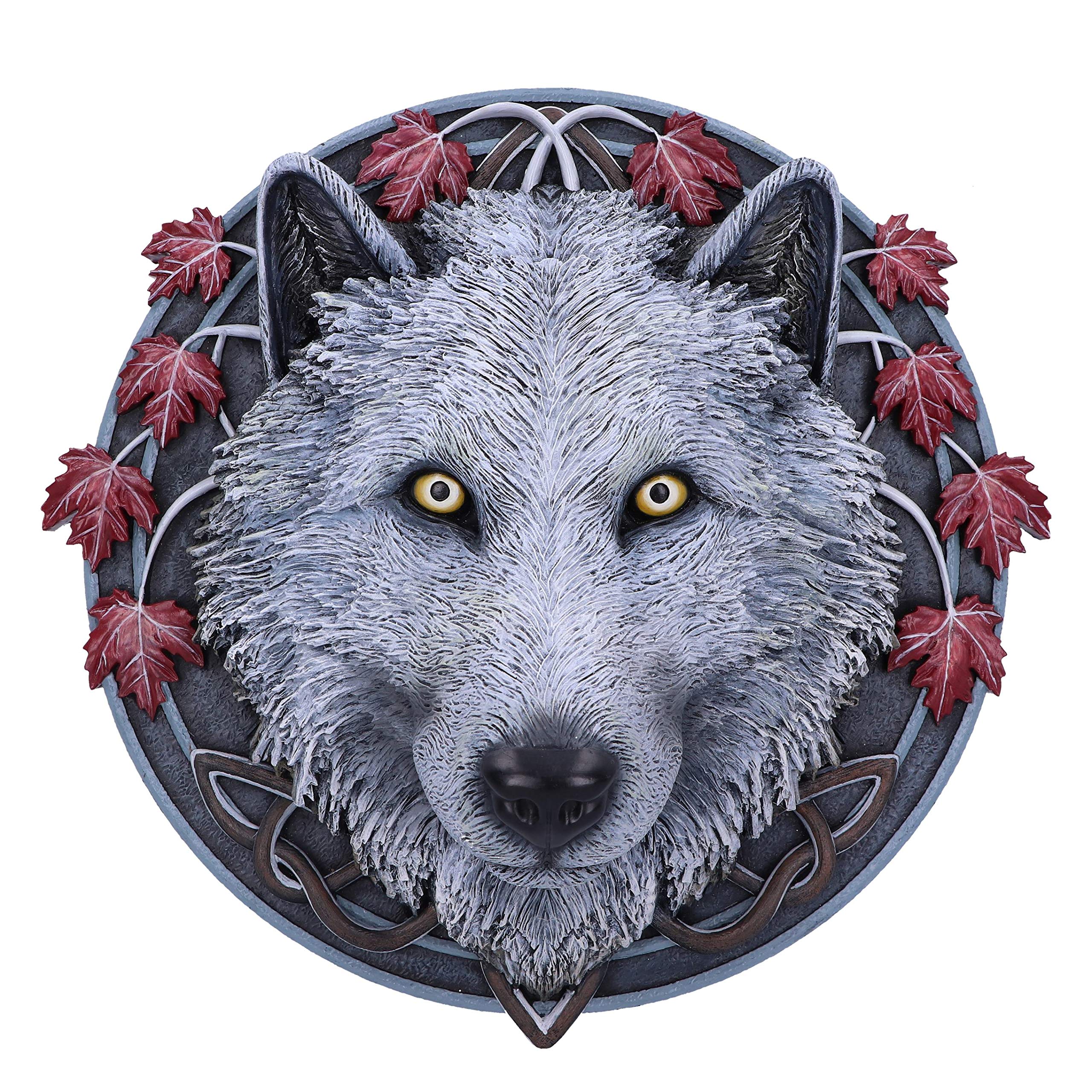 Nemesis Now Lisa Parker Guardian of the Fall White Autumn Wolf Wall Plaque, Polyresin, 29cm