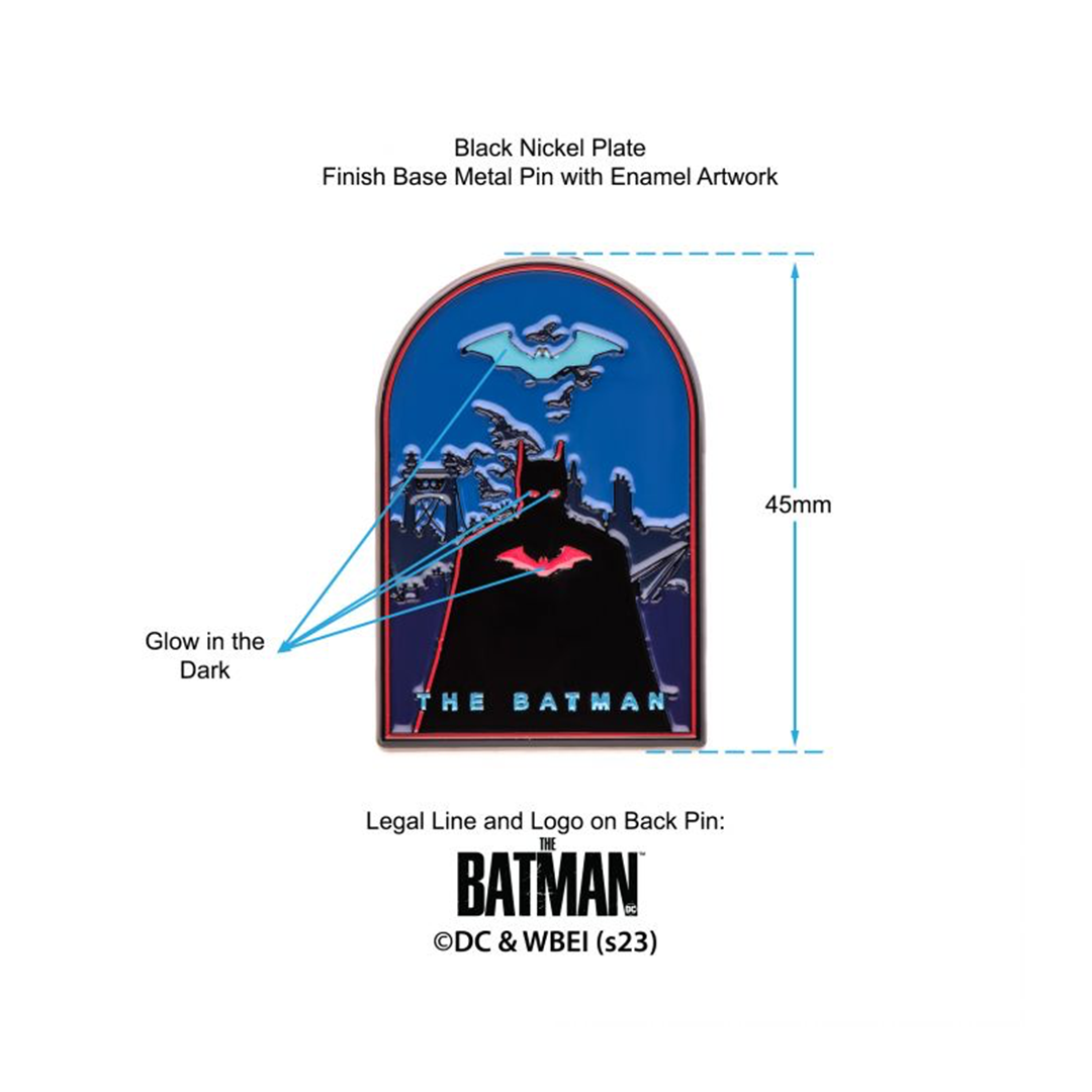 DC Comics The Batman Silhouette Glow in the Dark Enamel Pin - zombie.co.uk