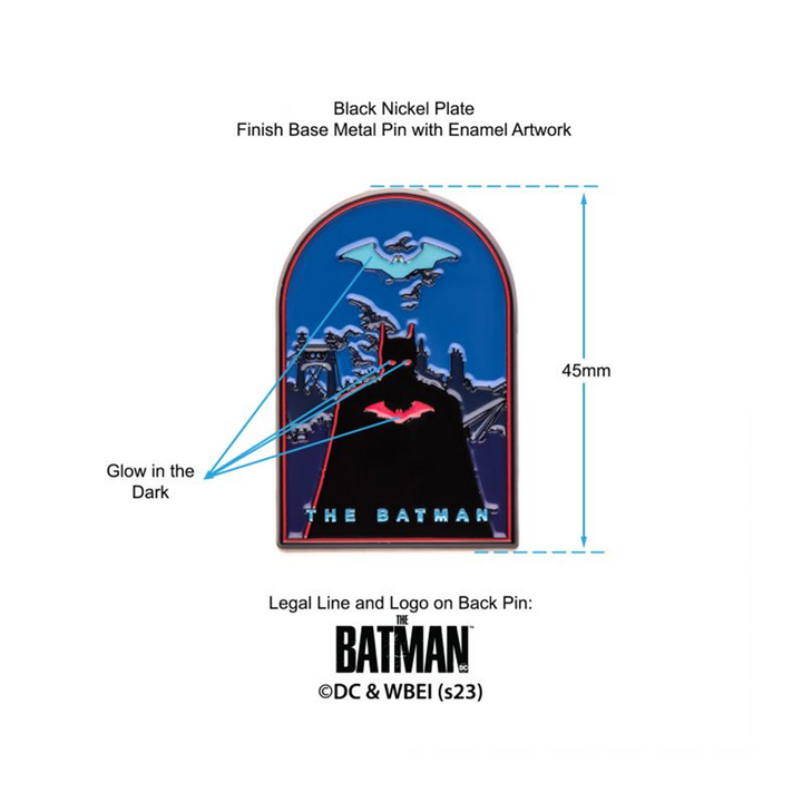 DC Comics The Batman Silhouette Glow in the Dark Enamel Pin - zombie.co.uk