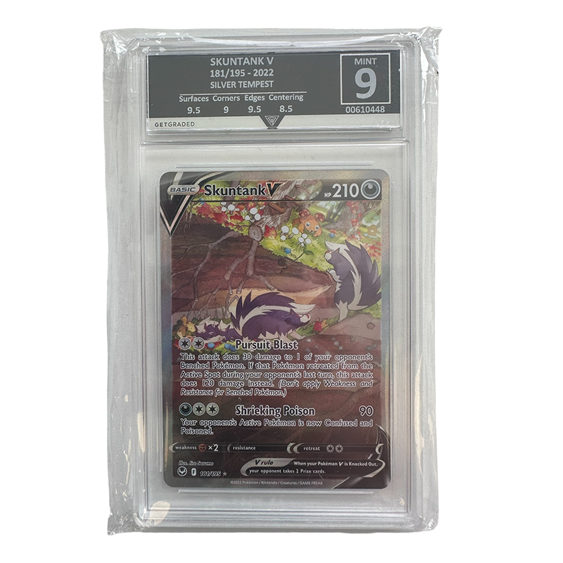 Pokemon Skunktank V 181/195 - 2022 Silver Tempest - GetGraded 9 Mint | Graded Pokémon Cards for Sale UK | zombie.co.uk