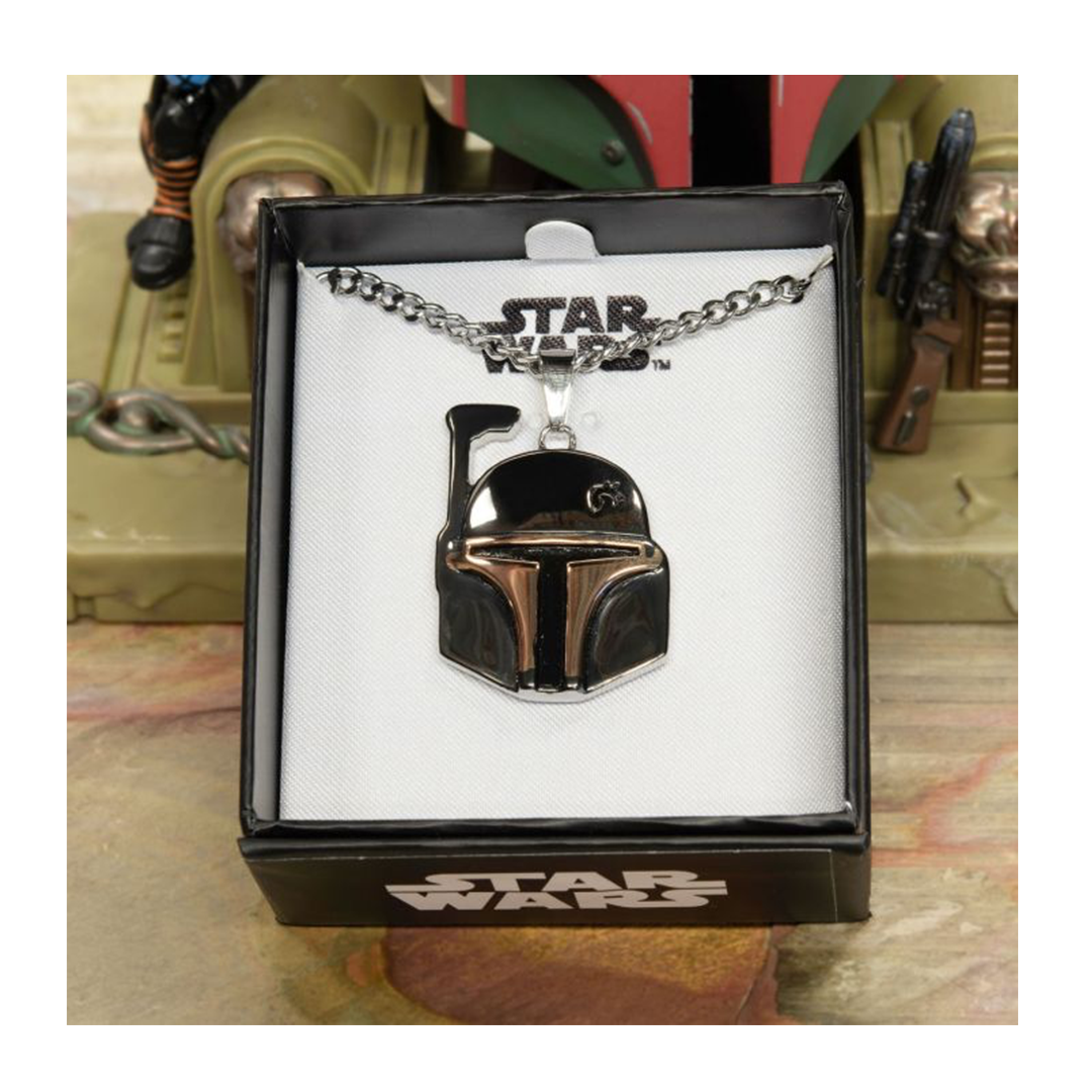 Star Wars Boba Fett Helmet Pendant Necklace Officially Licensed - ZOMBIE.CO.UK