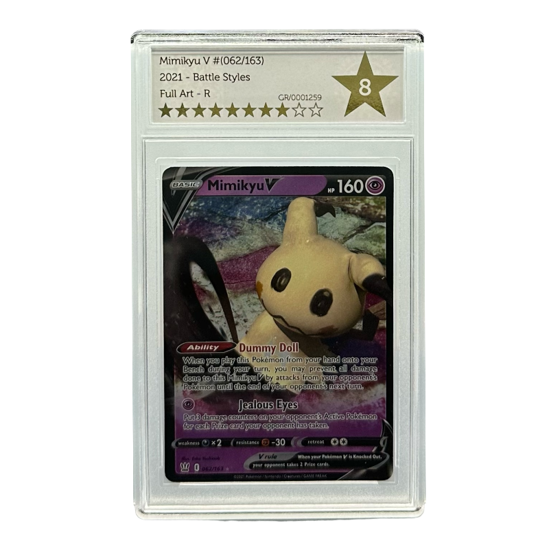 Mimikyu V #062/163 - 2021 Battle Styles Full Art Pokemon - GoodBros Graded 8 | Graded Pokemon Cards online UK | zombie.co.uk