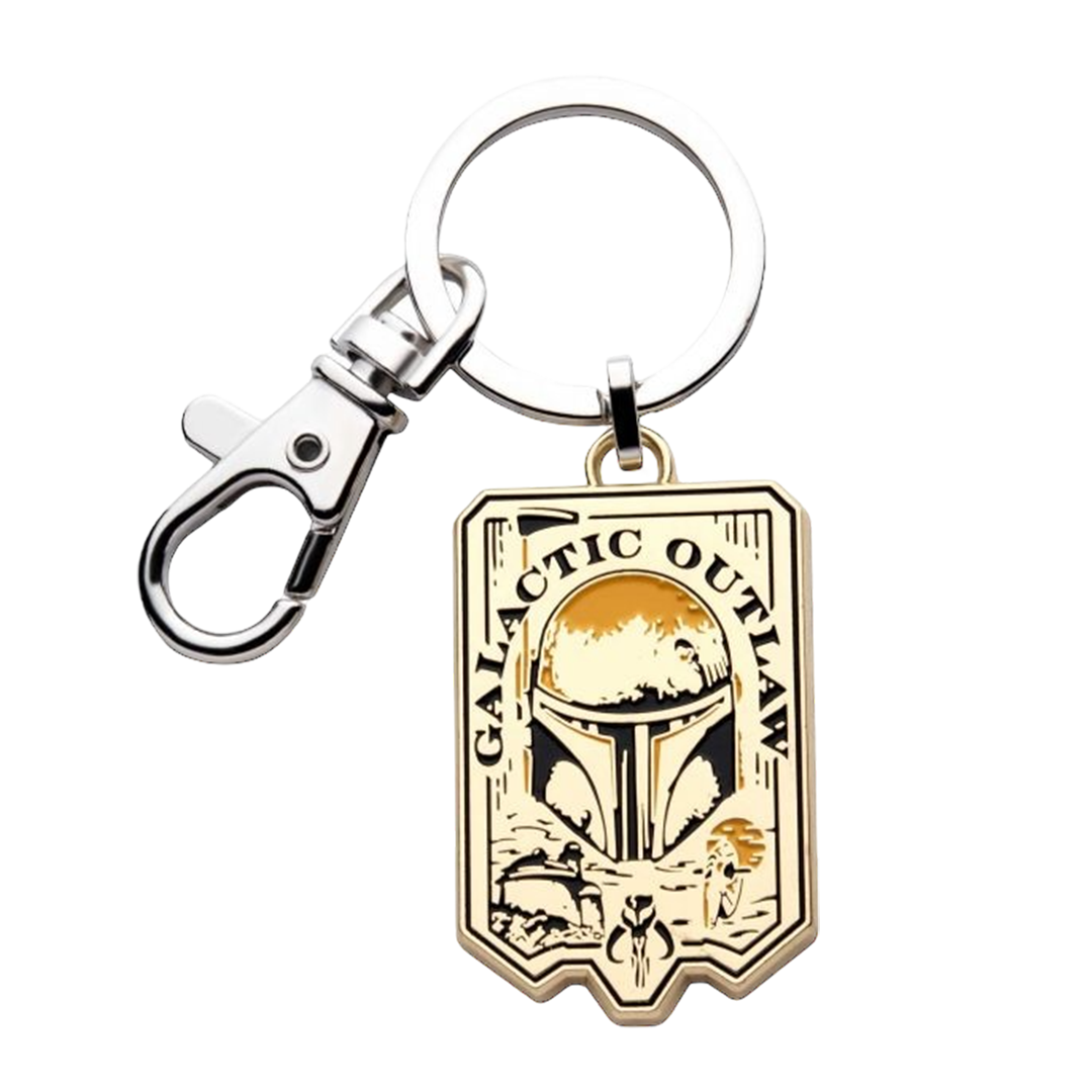 Officially Licensed Star Wars Boba Fett Galactic Outlaw Badge Keychain - zombie.co.uk